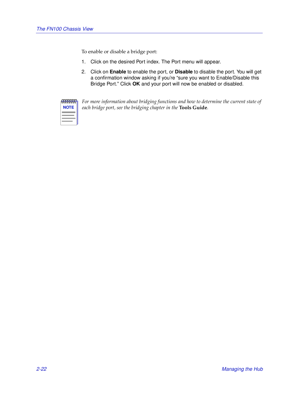 Enterasys Networks FN 100 manual To enable or disable a bridge port 