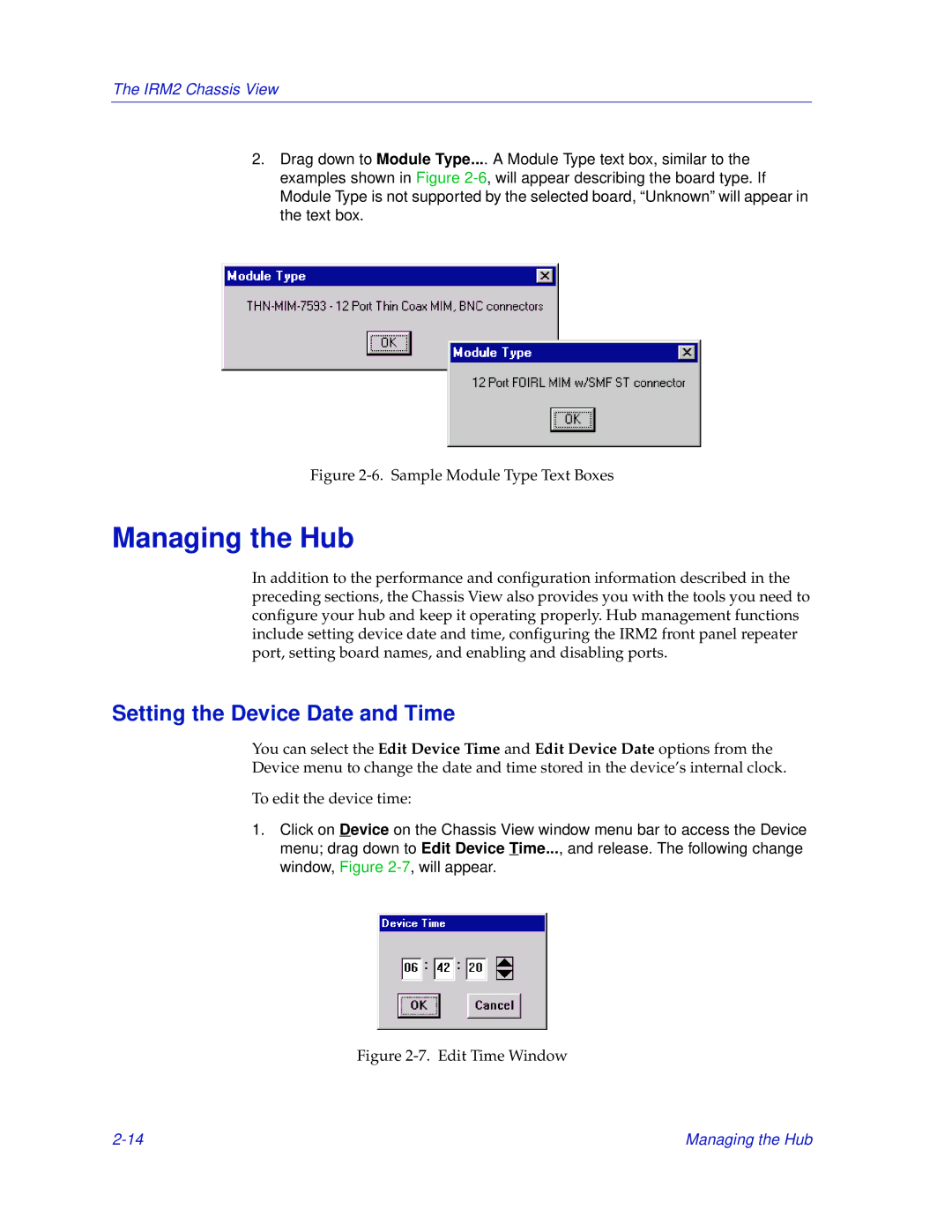 Enterasys Networks IRM2 manual Managing the Hub, Setting the Device Date and Time 