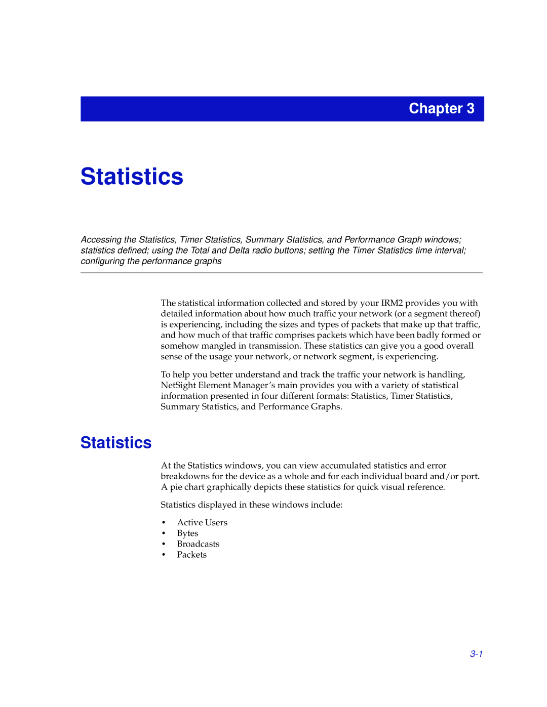 Enterasys Networks IRM2 manual Statistics 