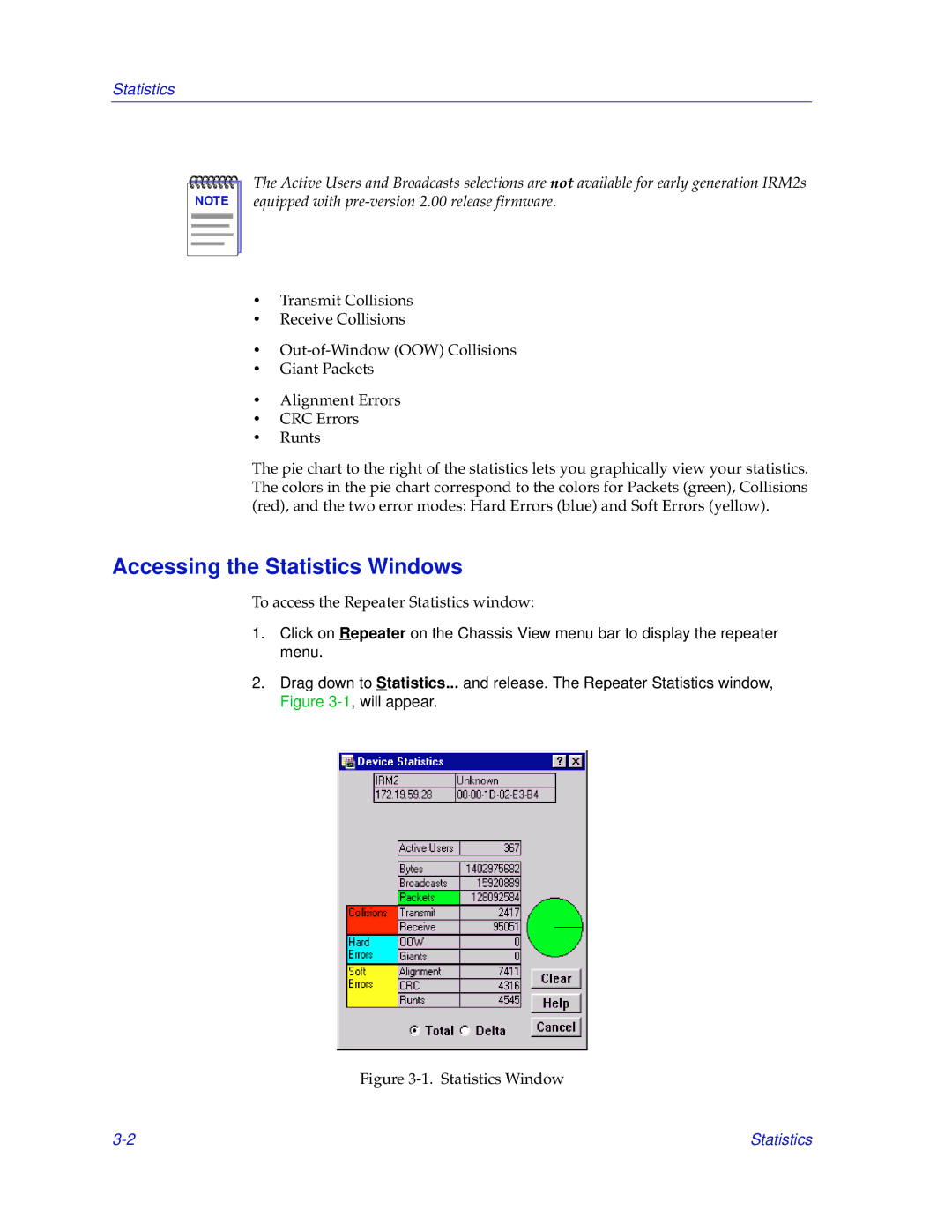 Enterasys Networks IRM2 manual Accessing the Statistics Windows 