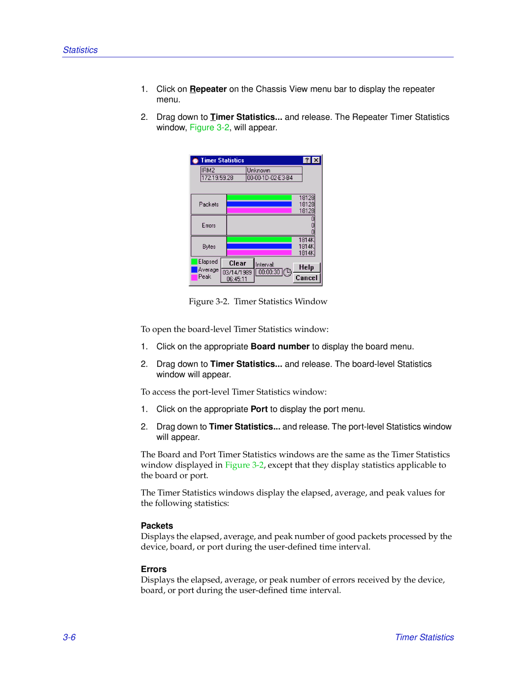 Enterasys Networks IRM2 manual To access the port-level Timer Statistics window 