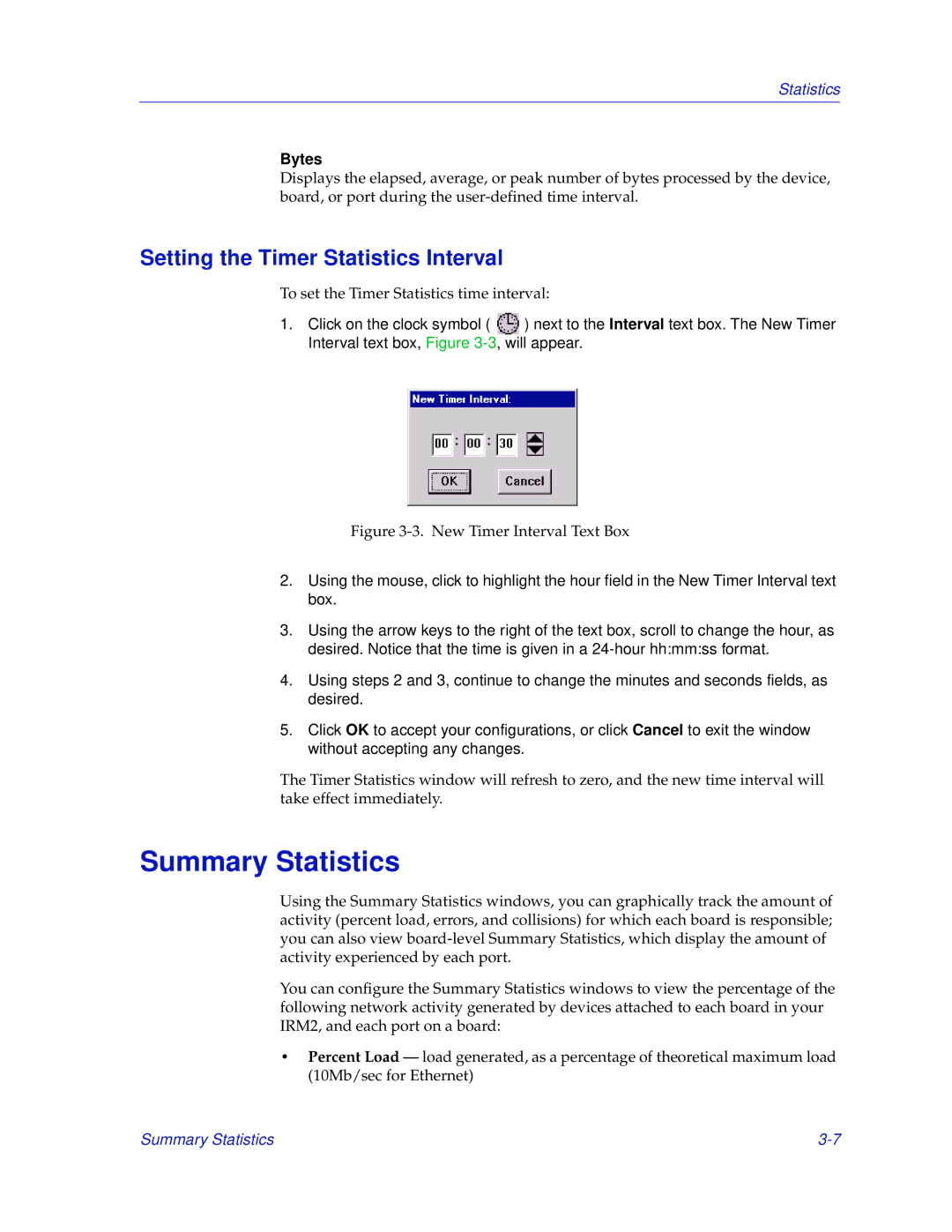 Enterasys Networks IRM2 manual Summary Statistics, Setting the Timer Statistics Interval 