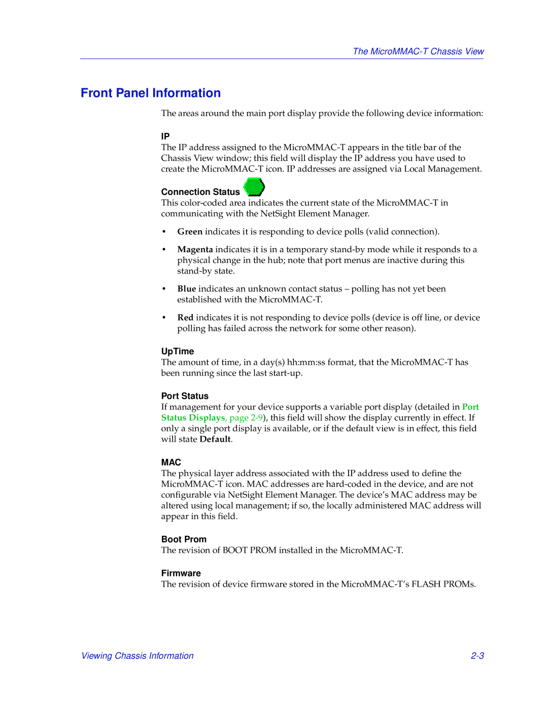 Enterasys Networks MicroMMAC-T manual Front Panel Information 