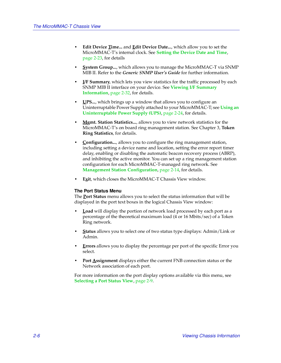 Enterasys Networks MicroMMAC-T manual Port Status Menu 