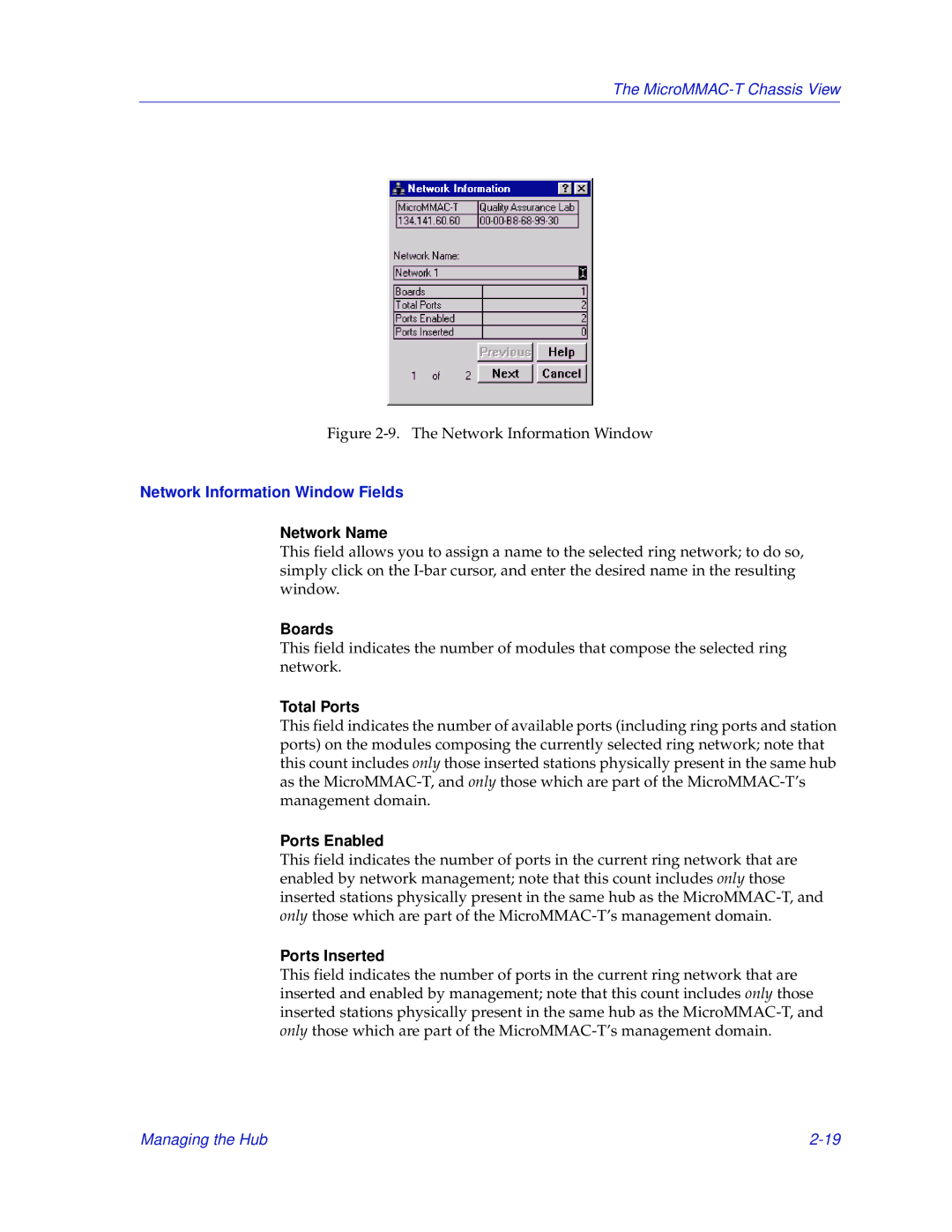 Enterasys Networks MicroMMAC-T manual Network Information Window Fields 