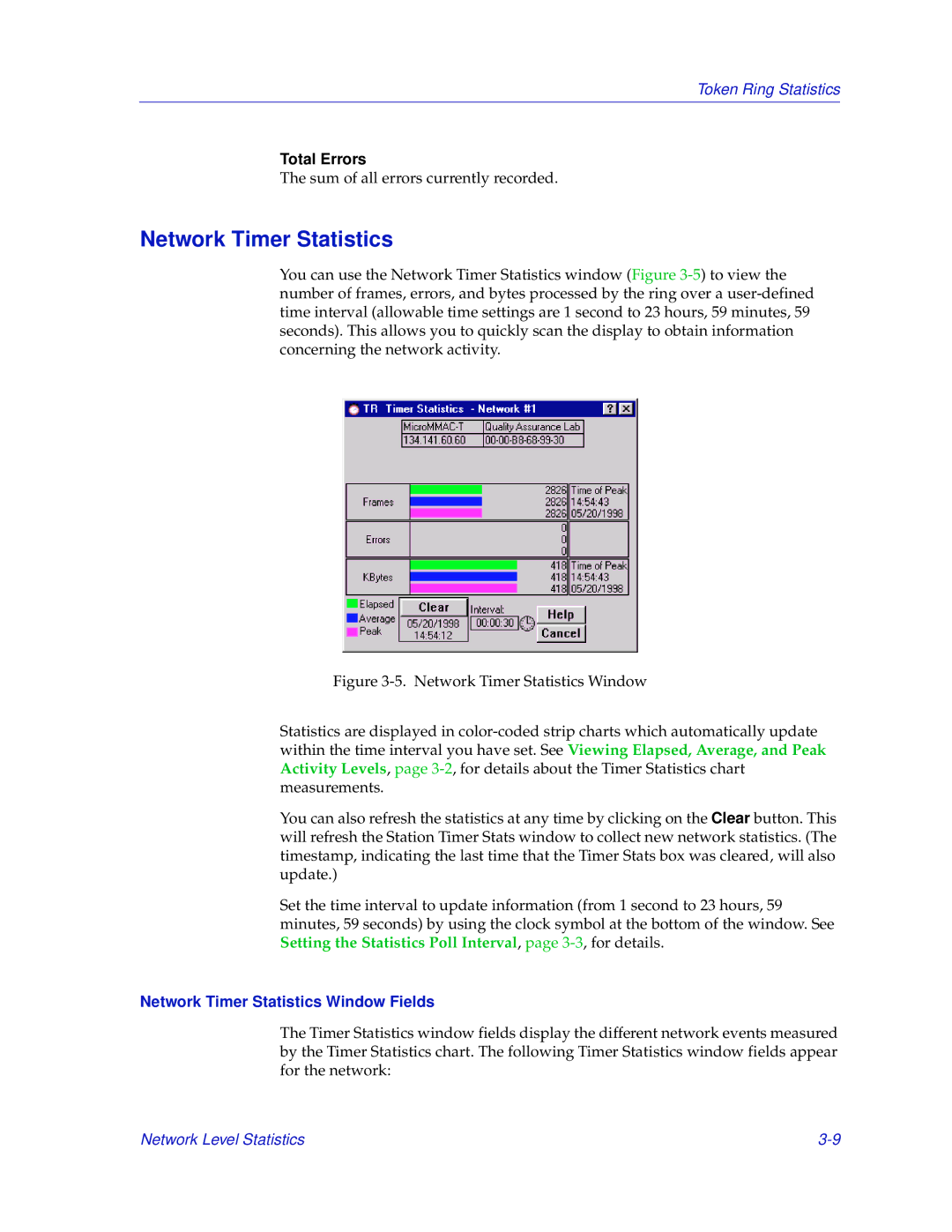 Enterasys Networks MicroMMAC-T manual Total Errors, Network Timer Statistics Window Fields 