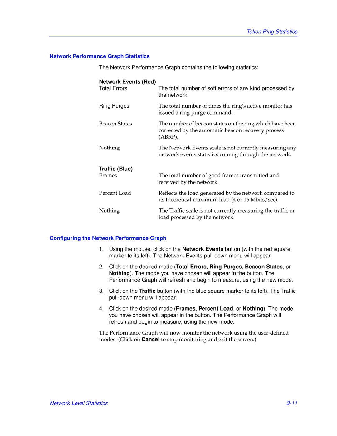 Enterasys Networks MicroMMAC-T manual Network Performance Graph Statistics, Network Events Red, Traffic Blue 