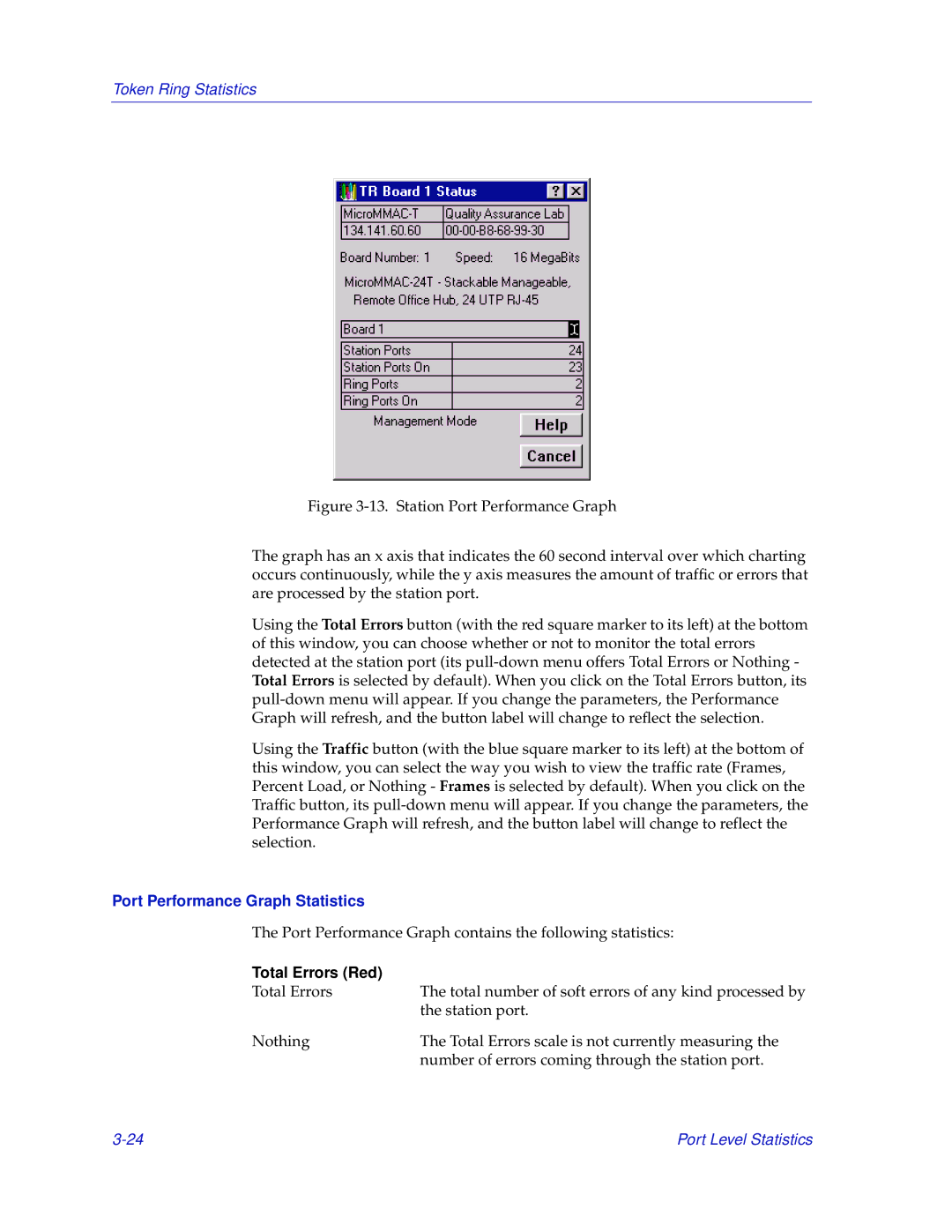 Enterasys Networks MicroMMAC-T manual Port Performance Graph Statistics, Total Errors Red 