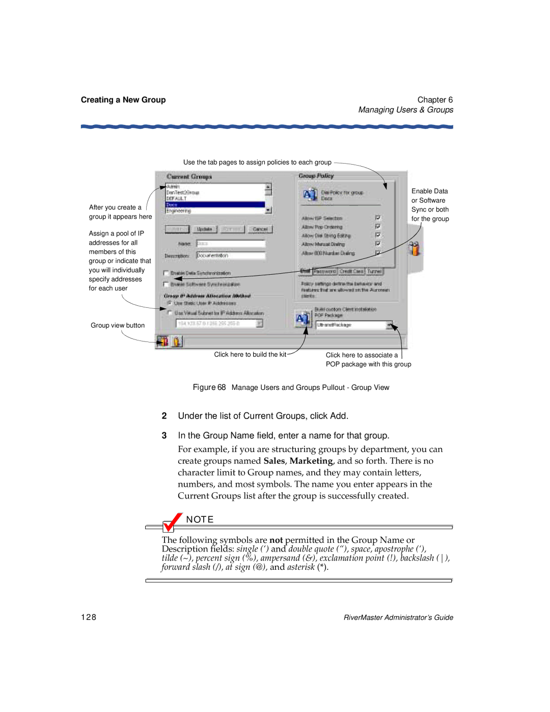 Enterasys Networks Network Card manual Manage Users and Groups Pullout Group View, 128 