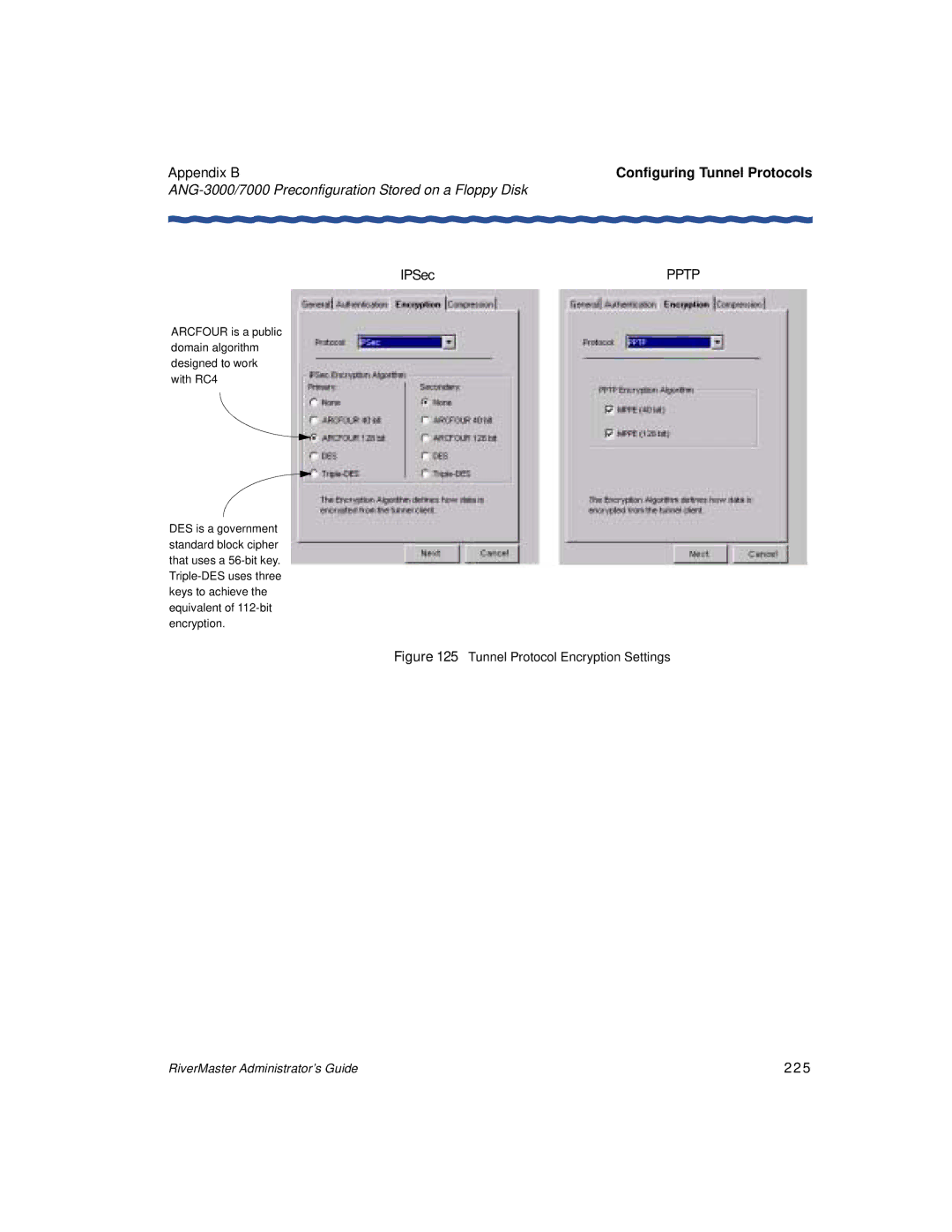 Enterasys Networks Network Card manual Tunnel Protocol Encryption Settings, 225 