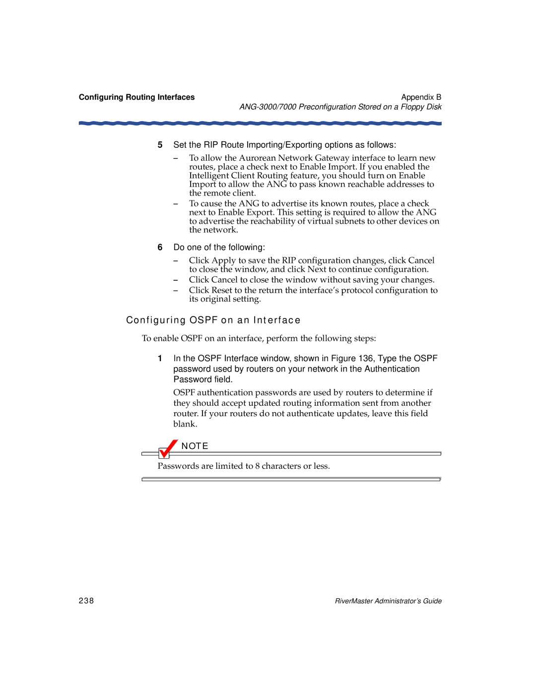 Enterasys Networks Network Card Configuring Ospf on an Interface, Set the RIP Route Importing/Exporting options as follows 