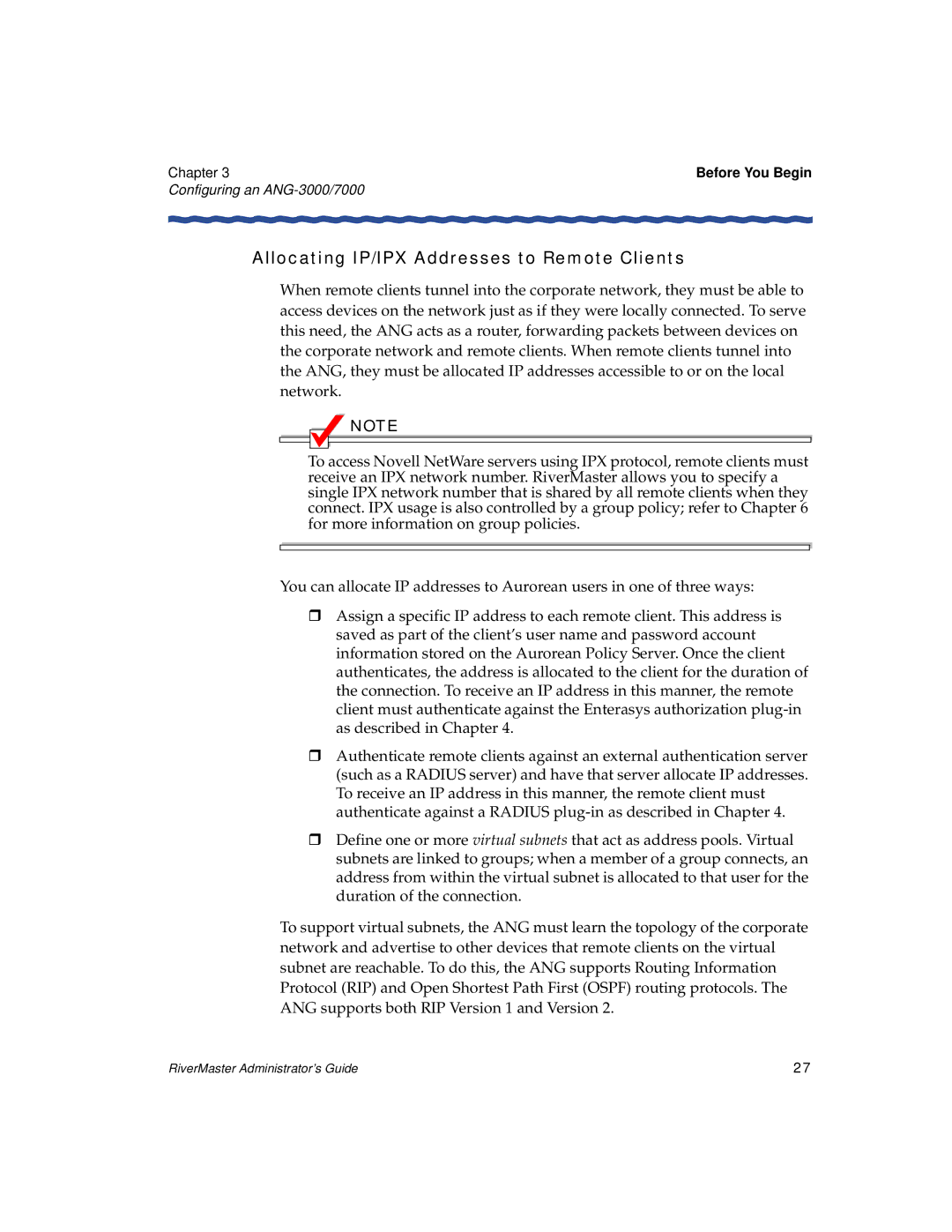 Enterasys Networks Network Card manual Allocating IP/IPX Addresses to Remote Clients 