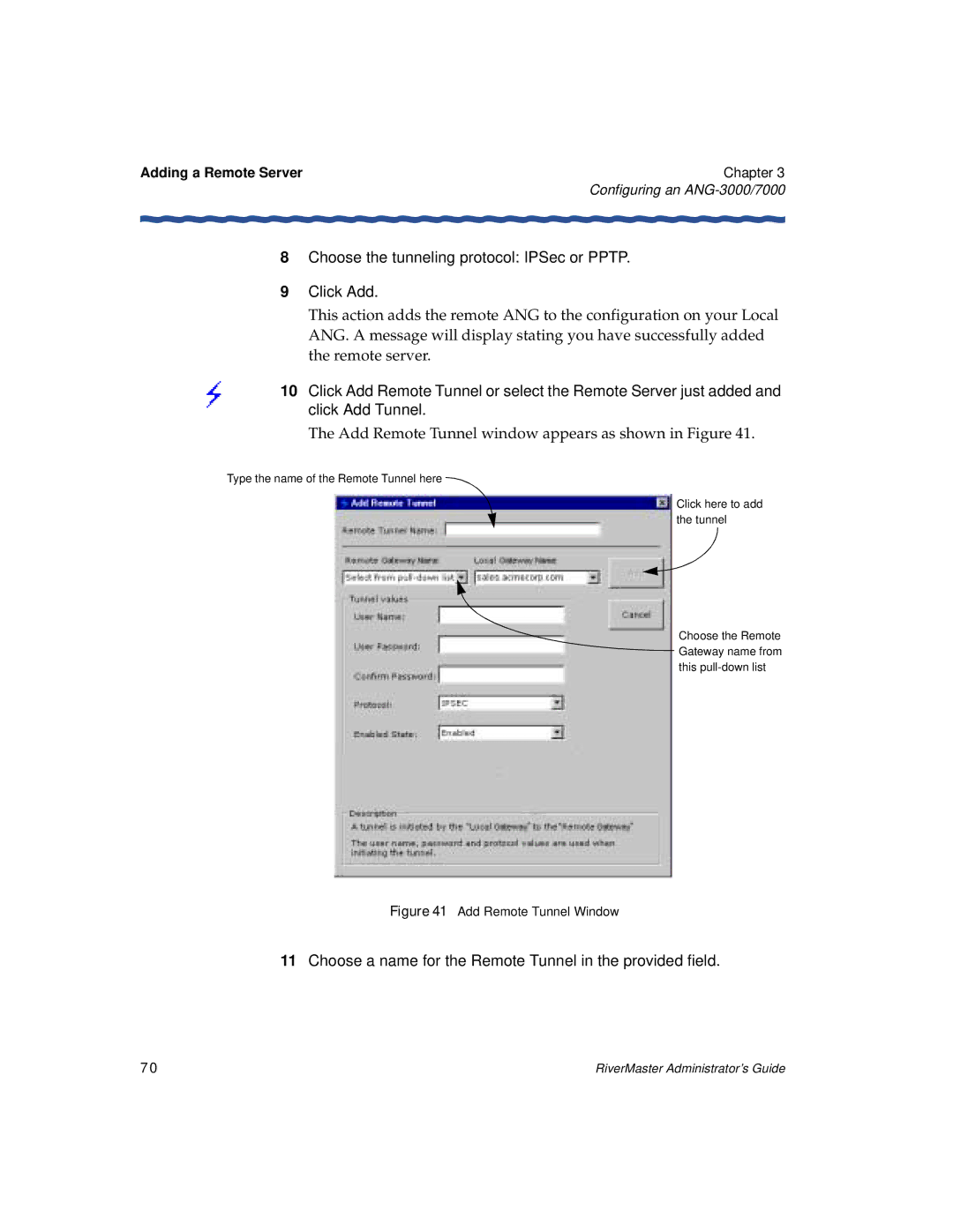 Enterasys Networks Network Card manual Choose the tunneling protocol IPSec or Pptp Click Add, Adding a Remote Server 