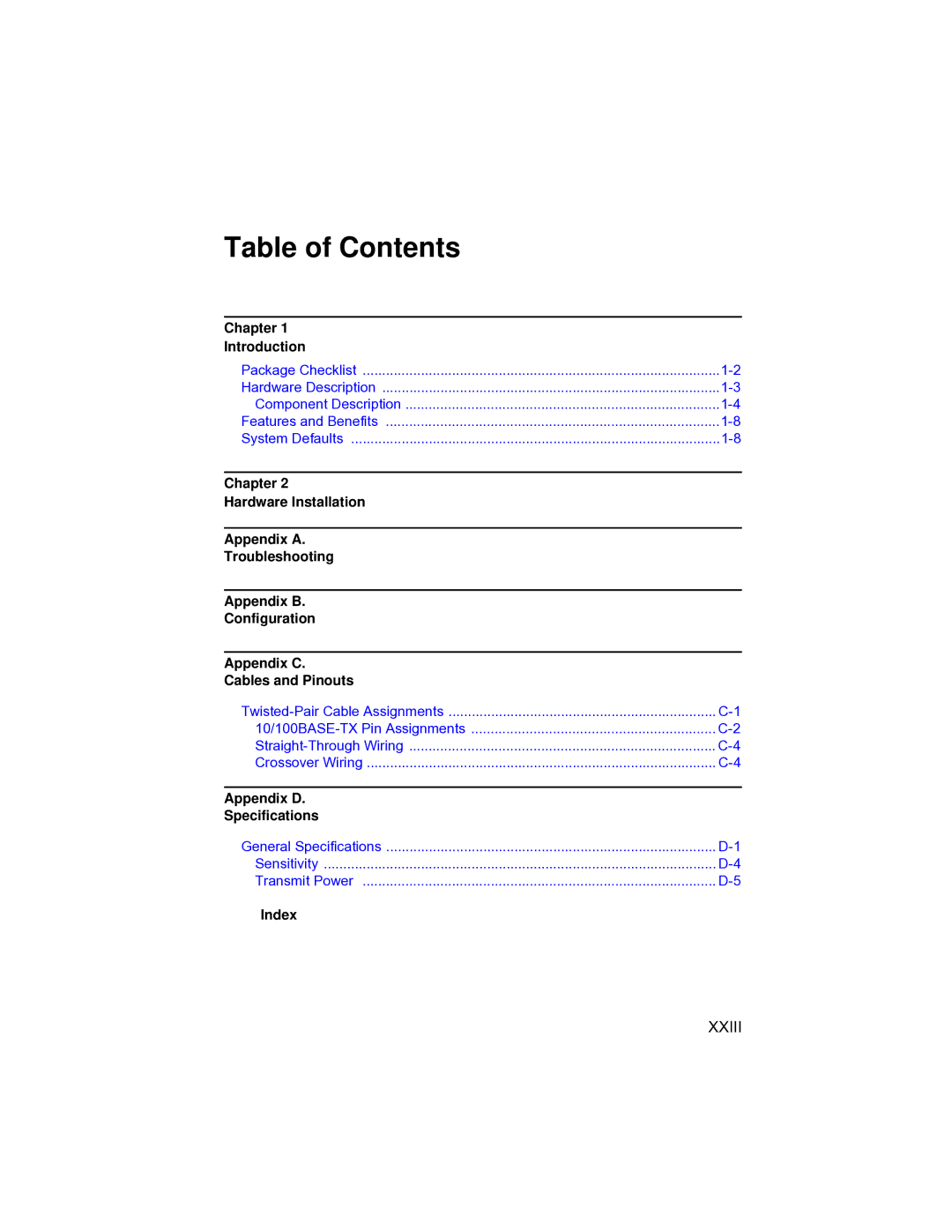 Enterasys Networks RBT-1002C-EU, RBT-1002-EU manual Table of Contents 