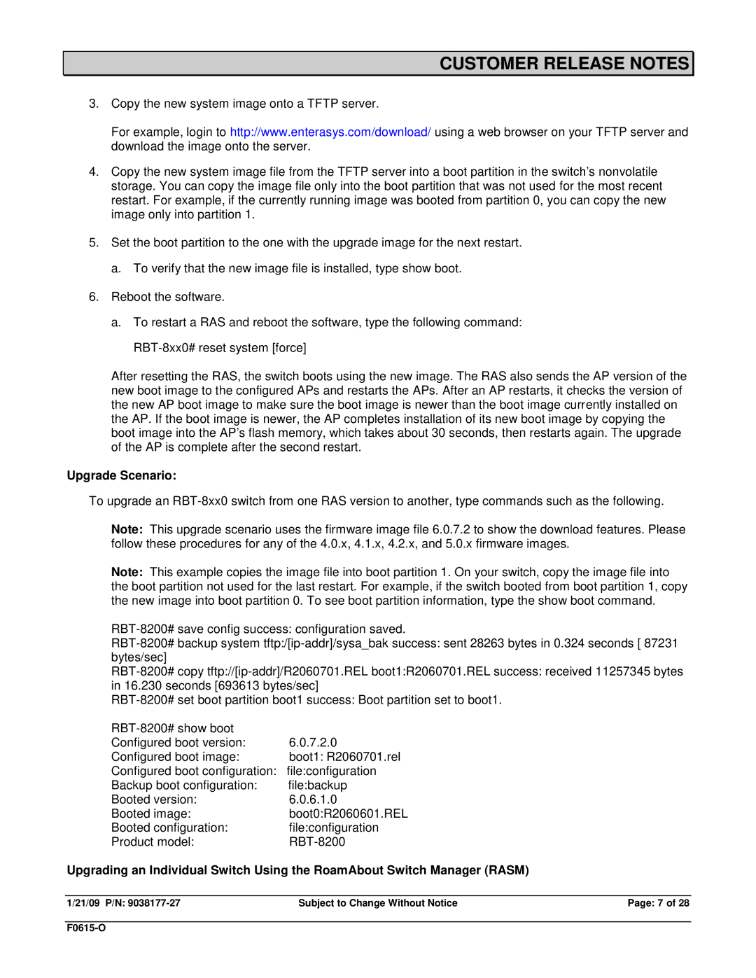 Enterasys Networks RBT-4102-BG, RBT-1602, RBT-1002-EU, TRPZ-MP-372-CN, RBT-8210, TRPZ-MP-422, TRPZ-MP-432 manual Upgrade Scenario 