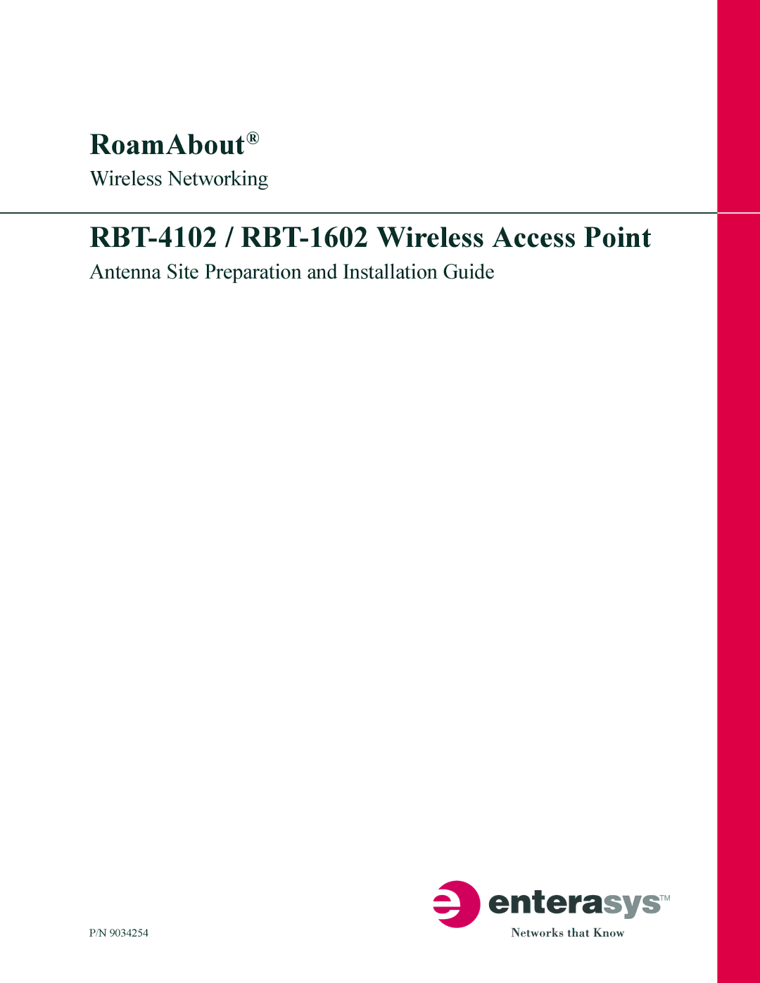 Enterasys Networks RBT-1602 manual RoamAbout 