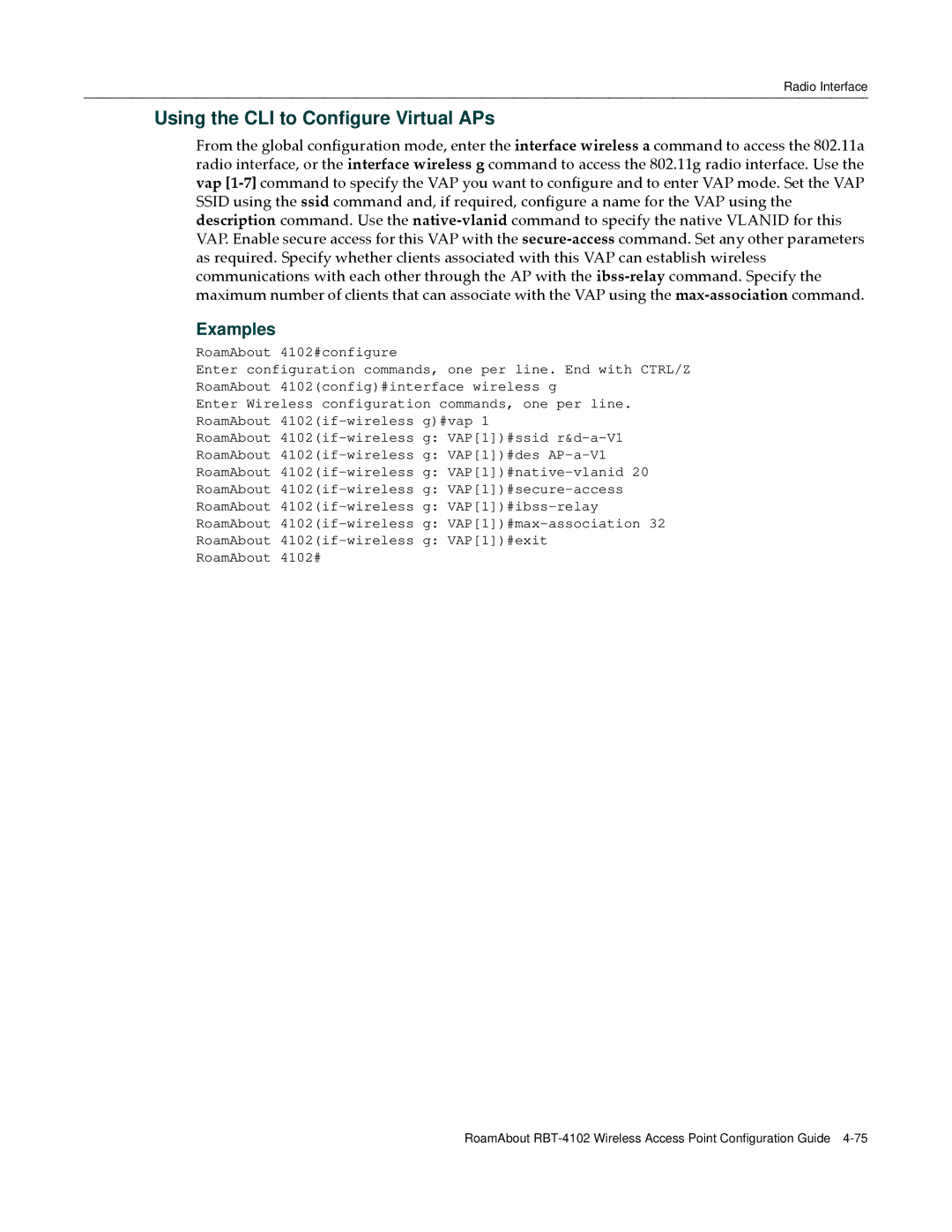 Enterasys Networks RBT-4102 manual Using the CLI to Configure Virtual APs 