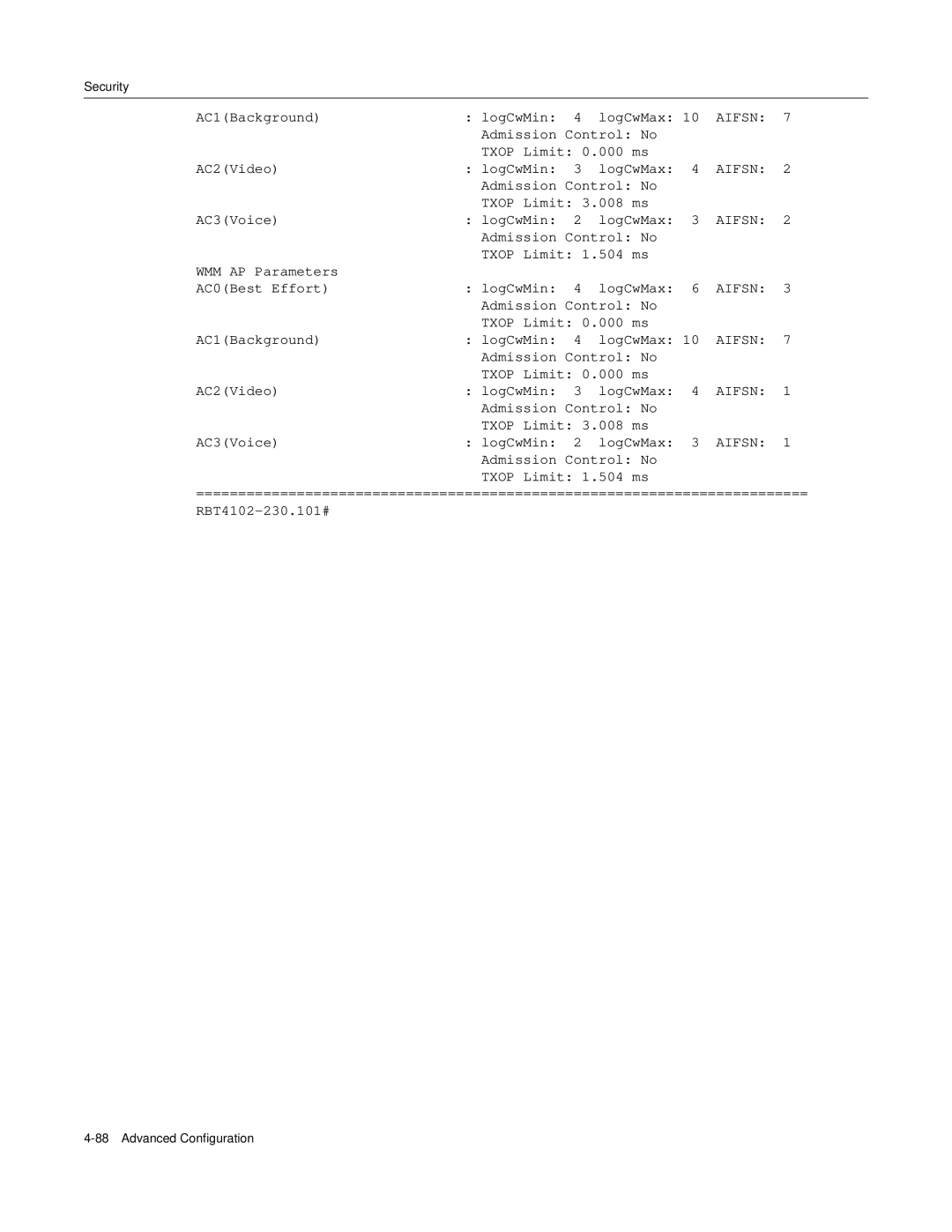 Enterasys Networks RBT-4102 manual AC1Background LogCwMin LogCwMax 