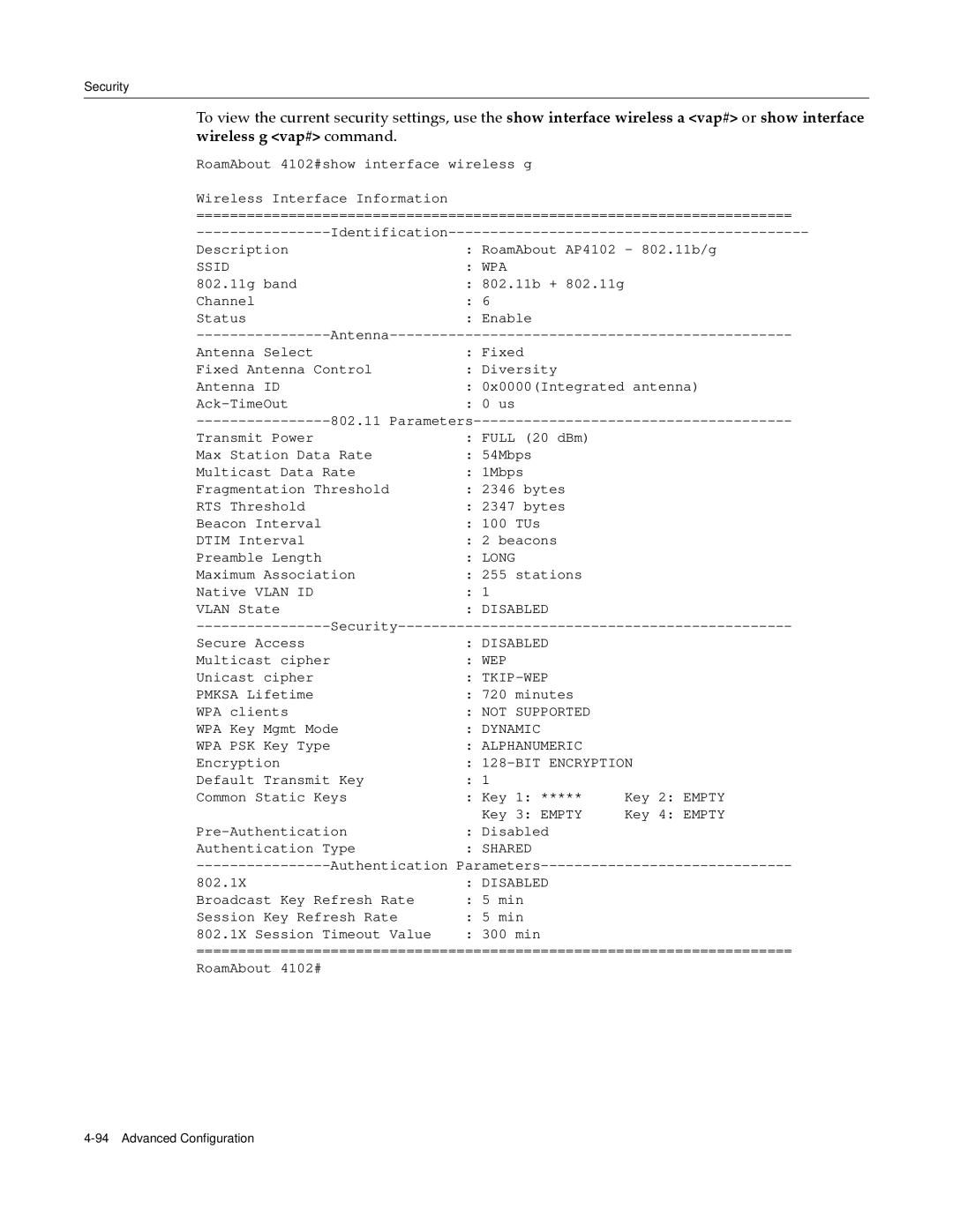 Enterasys Networks RBT-4102 manual Ssid WPA, Tkip-Wep, Shared 