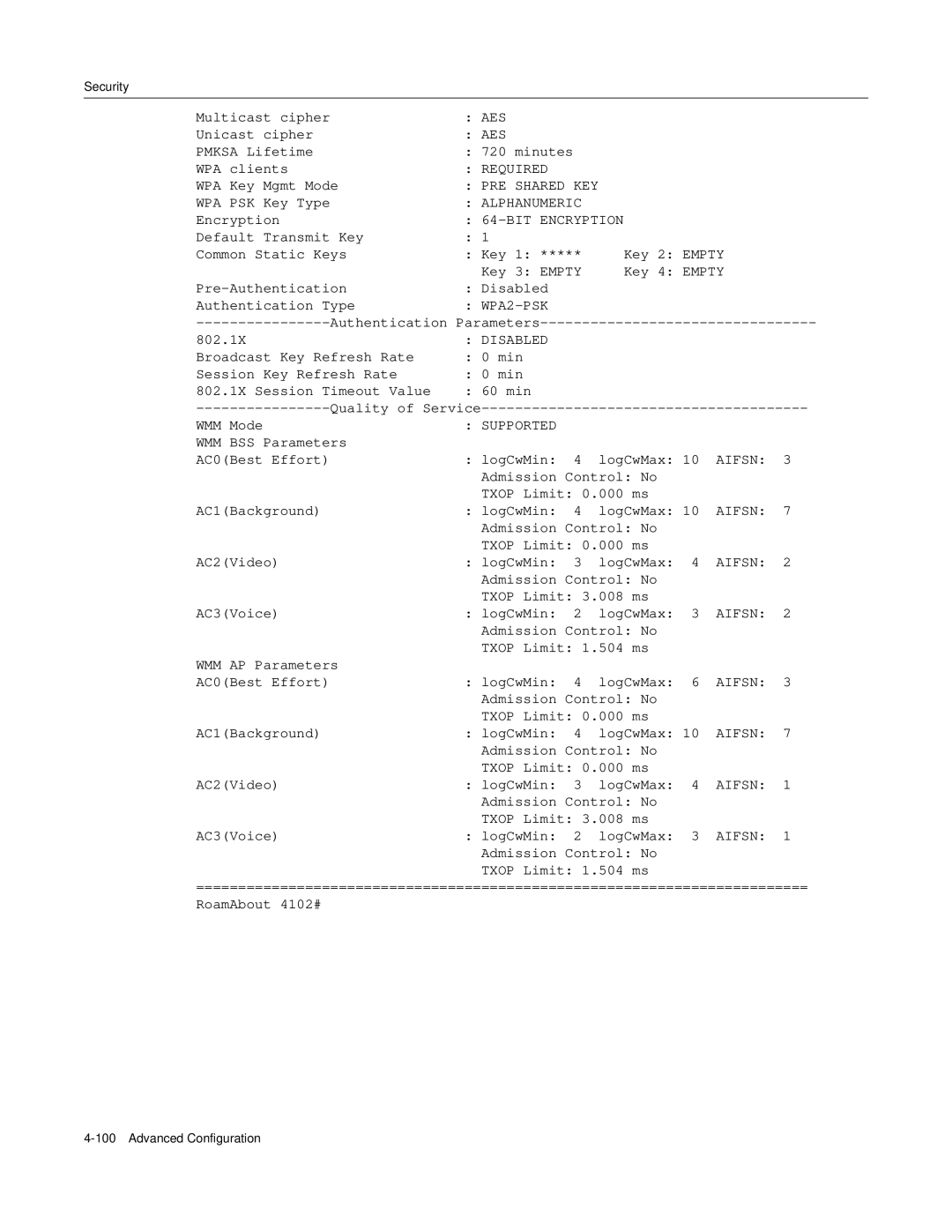 Enterasys Networks RBT-4102 manual Aes, WPA2-PSK 