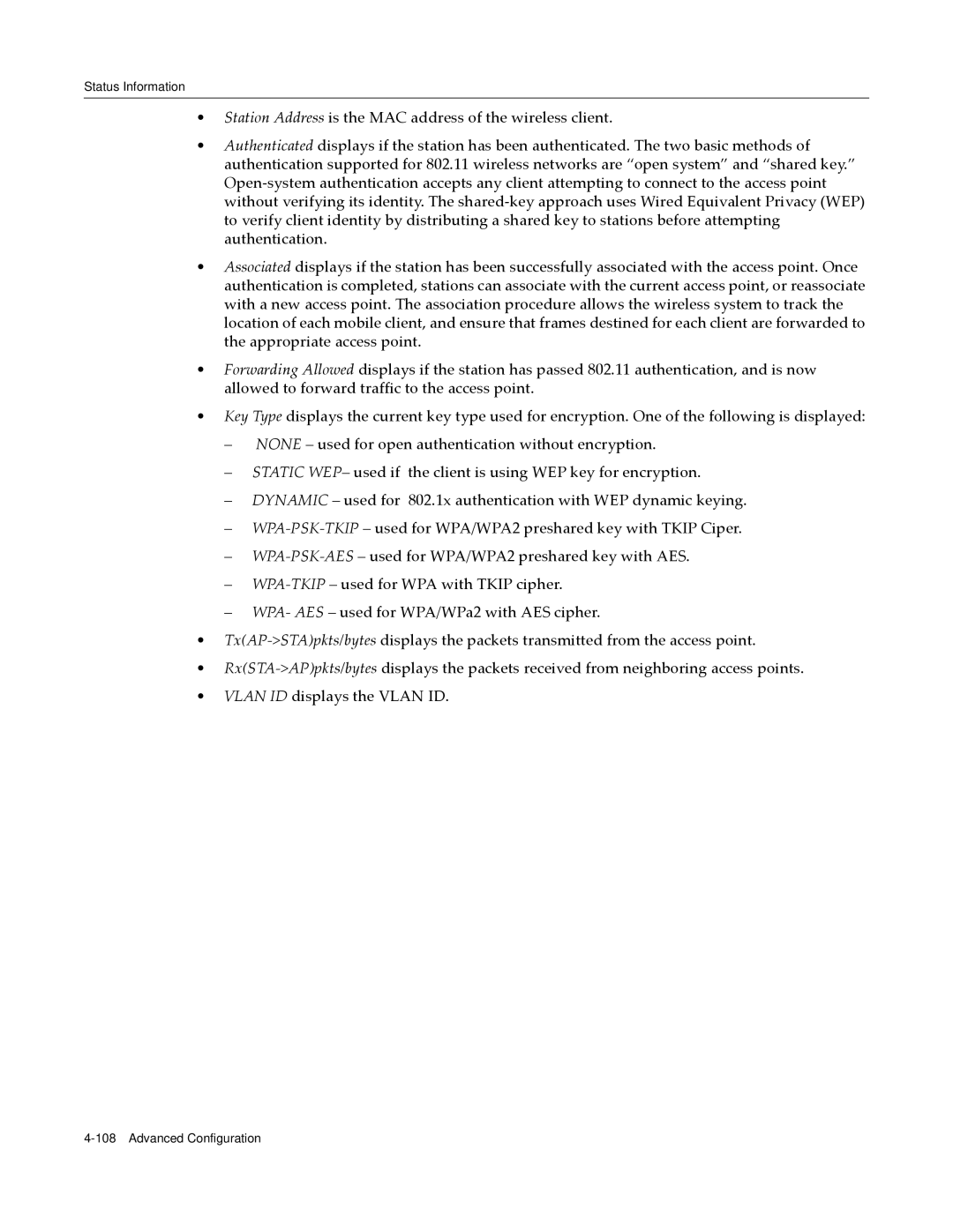 Enterasys Networks RBT-4102 manual Status Information 