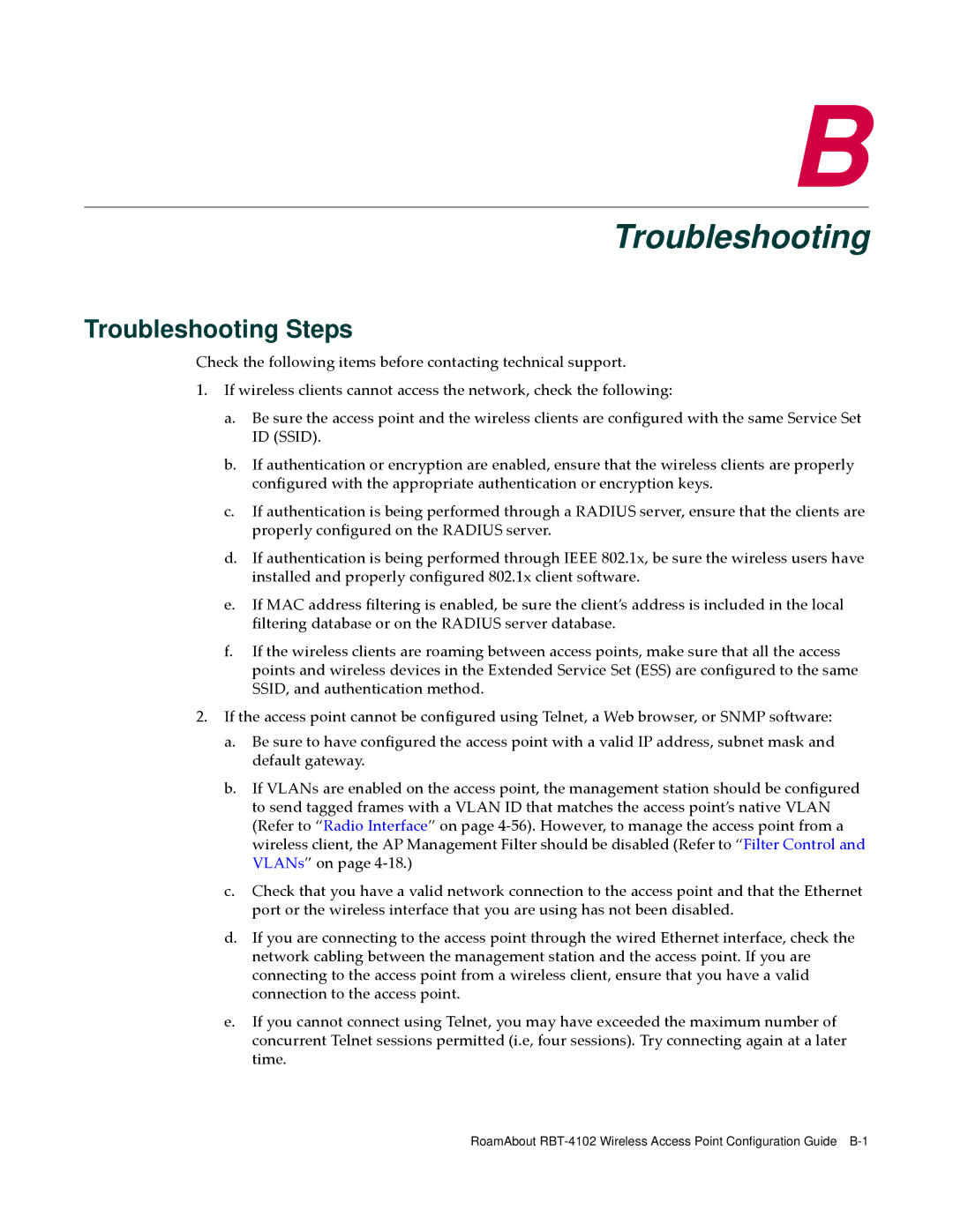 Enterasys Networks RBT-4102 manual Troubleshooting Steps 