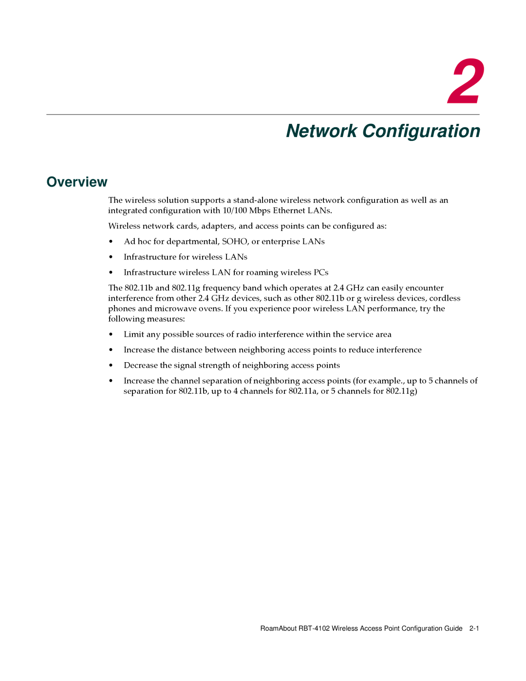 Enterasys Networks RBT-4102 manual Network Configuration 