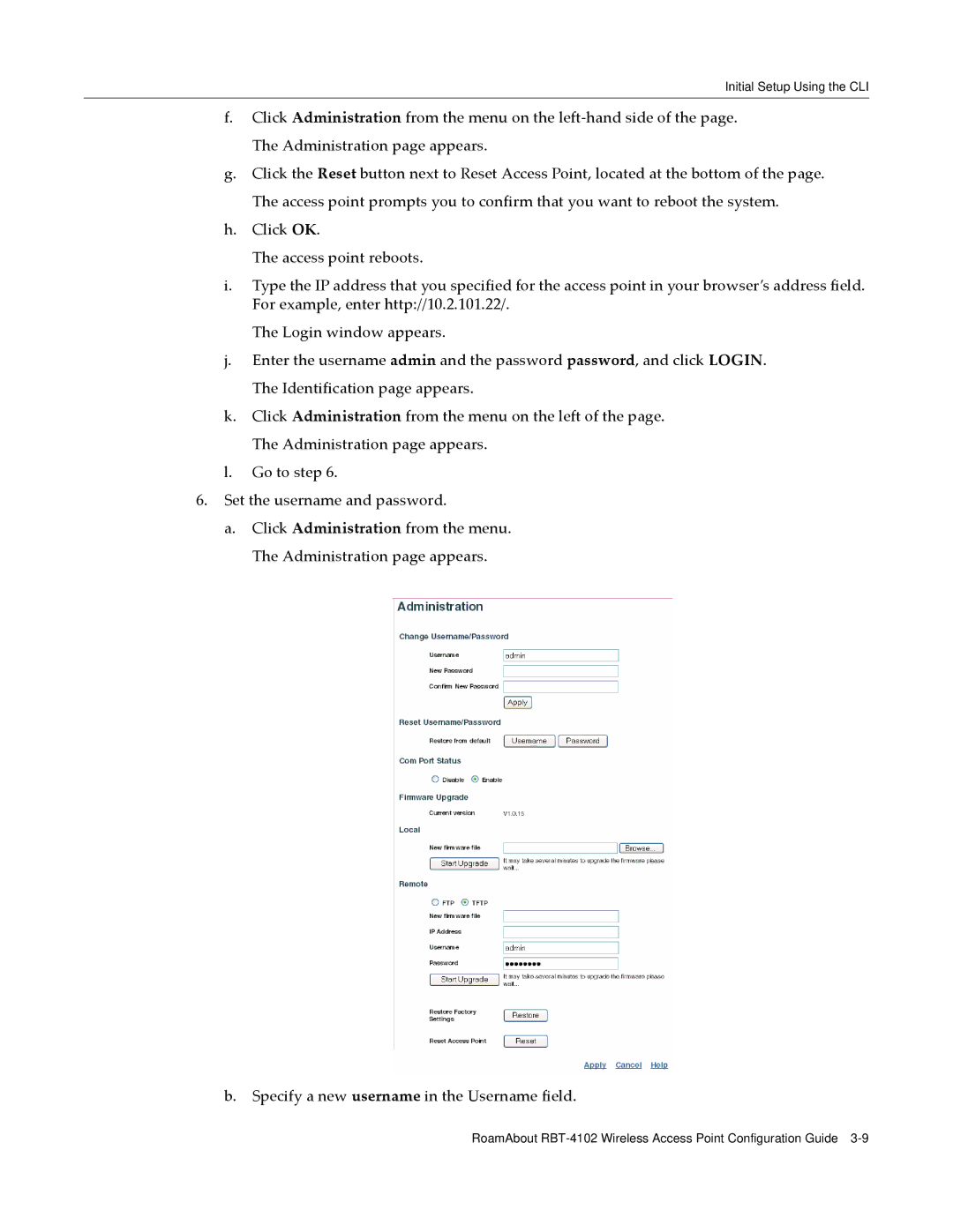 Enterasys Networks RBT-4102 manual Initial Setup Using the CLI 