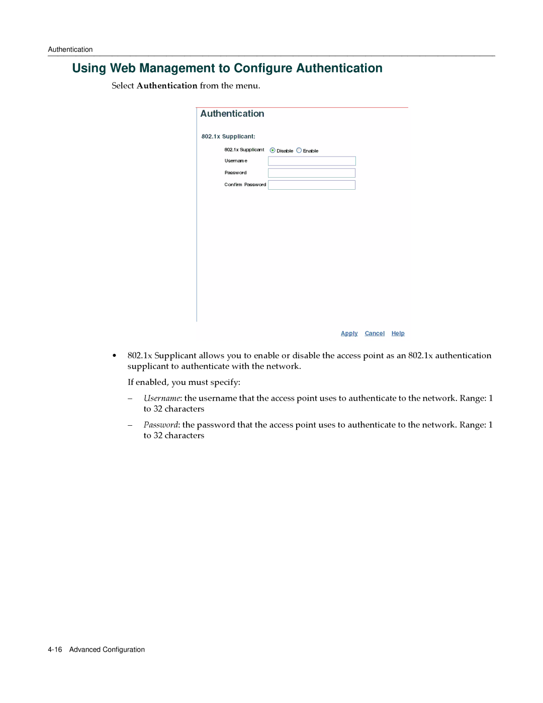 Enterasys Networks RBT-4102 manual Using Web Management to Configure Authentication 