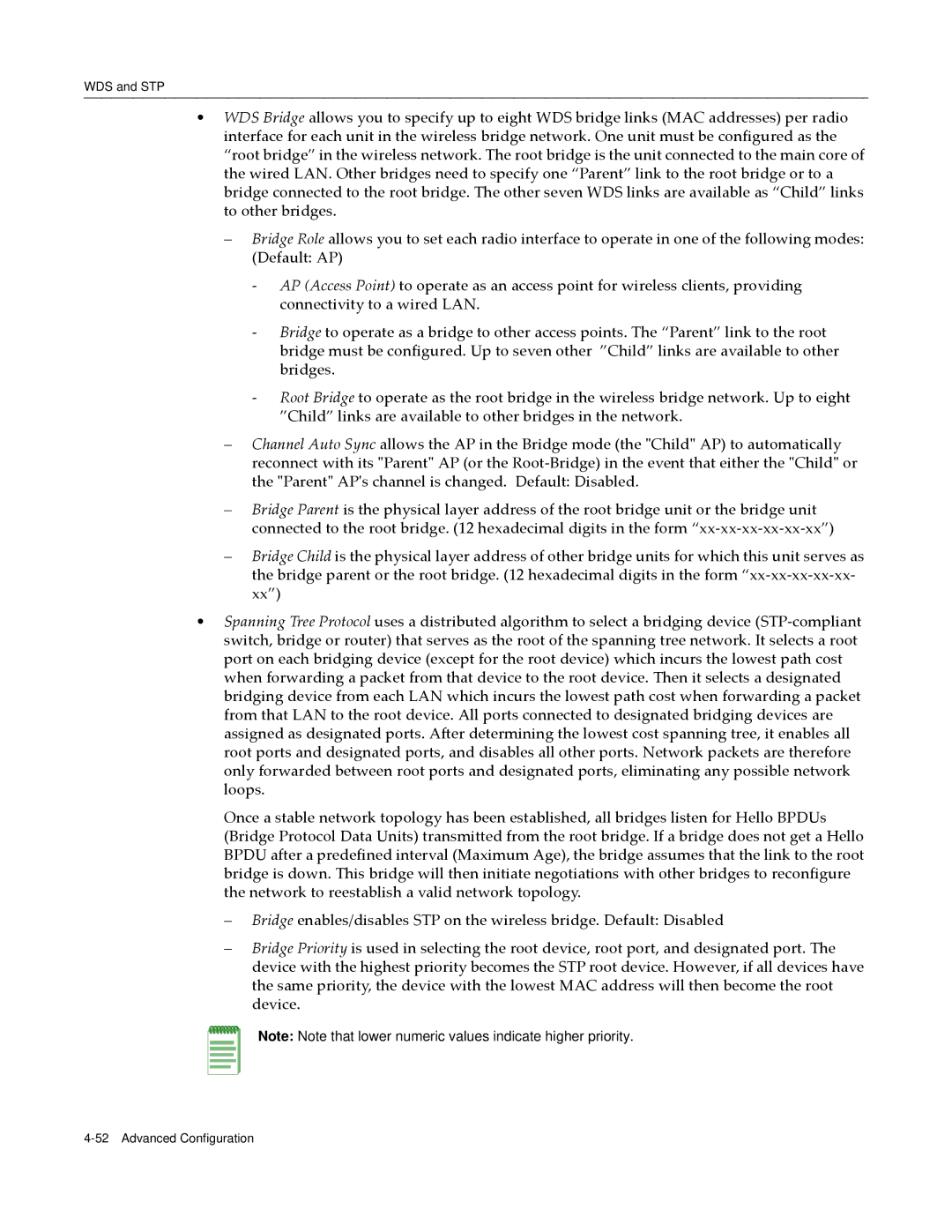 Enterasys Networks RBT-4102 manual WDS and STP 