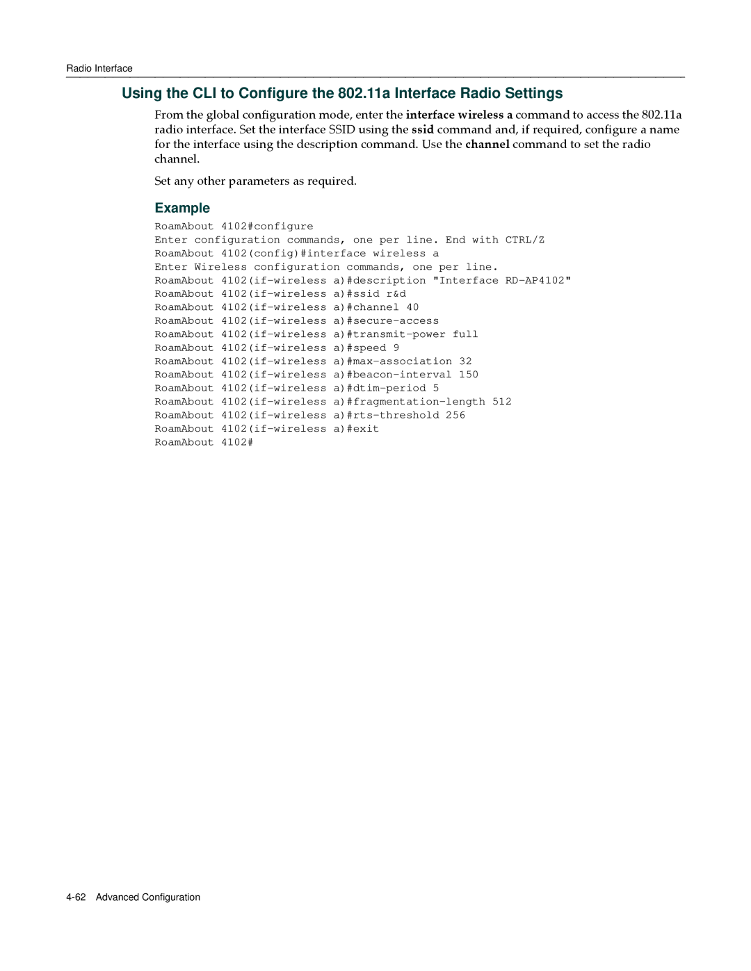 Enterasys Networks RBT-4102 manual Example 