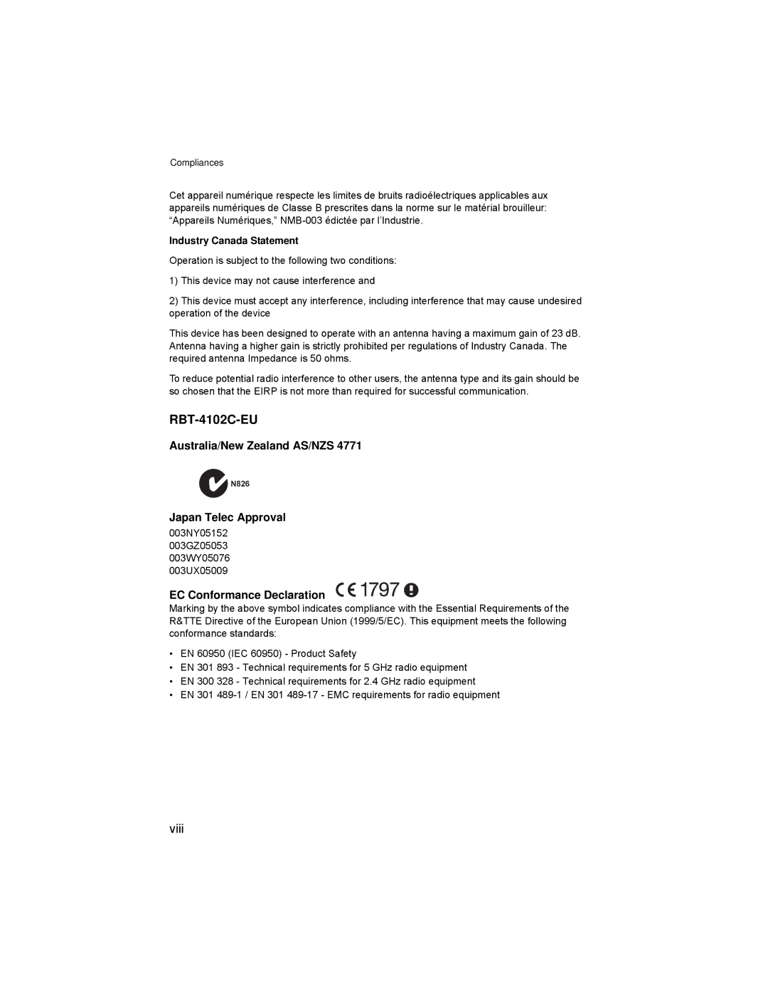 Enterasys Networks manual RBT-4102C-EU, Viii 