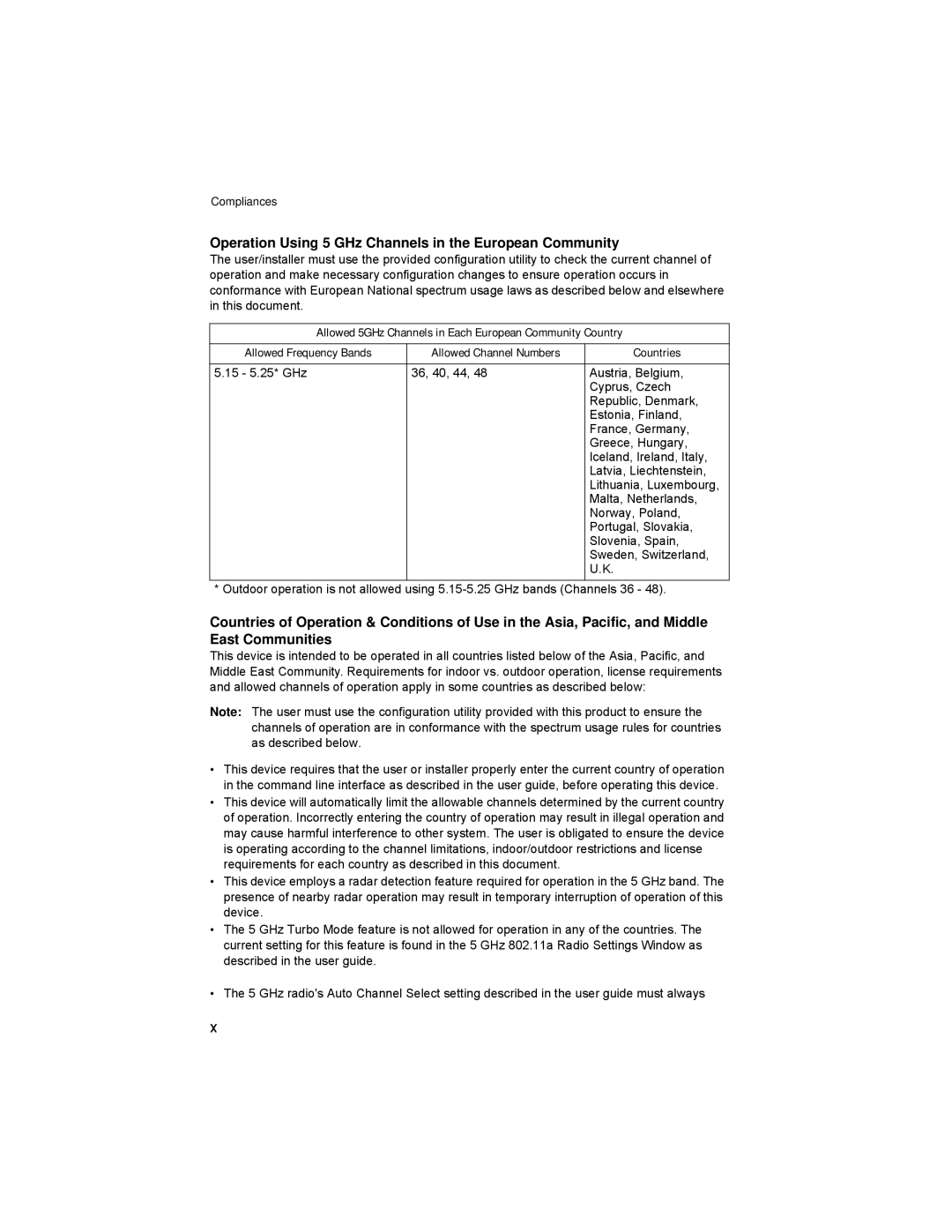 Enterasys Networks RBT-4102 manual Operation Using 5 GHz Channels in the European Community 