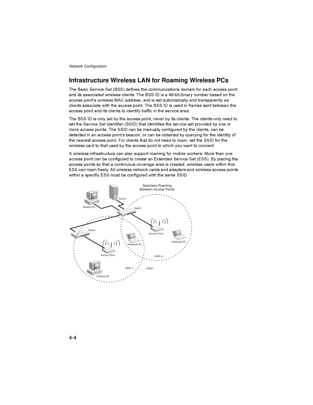 Enterasys Networks RBT-4102 manual Infrastructure Wireless LAN for Roaming Wireless PCs 