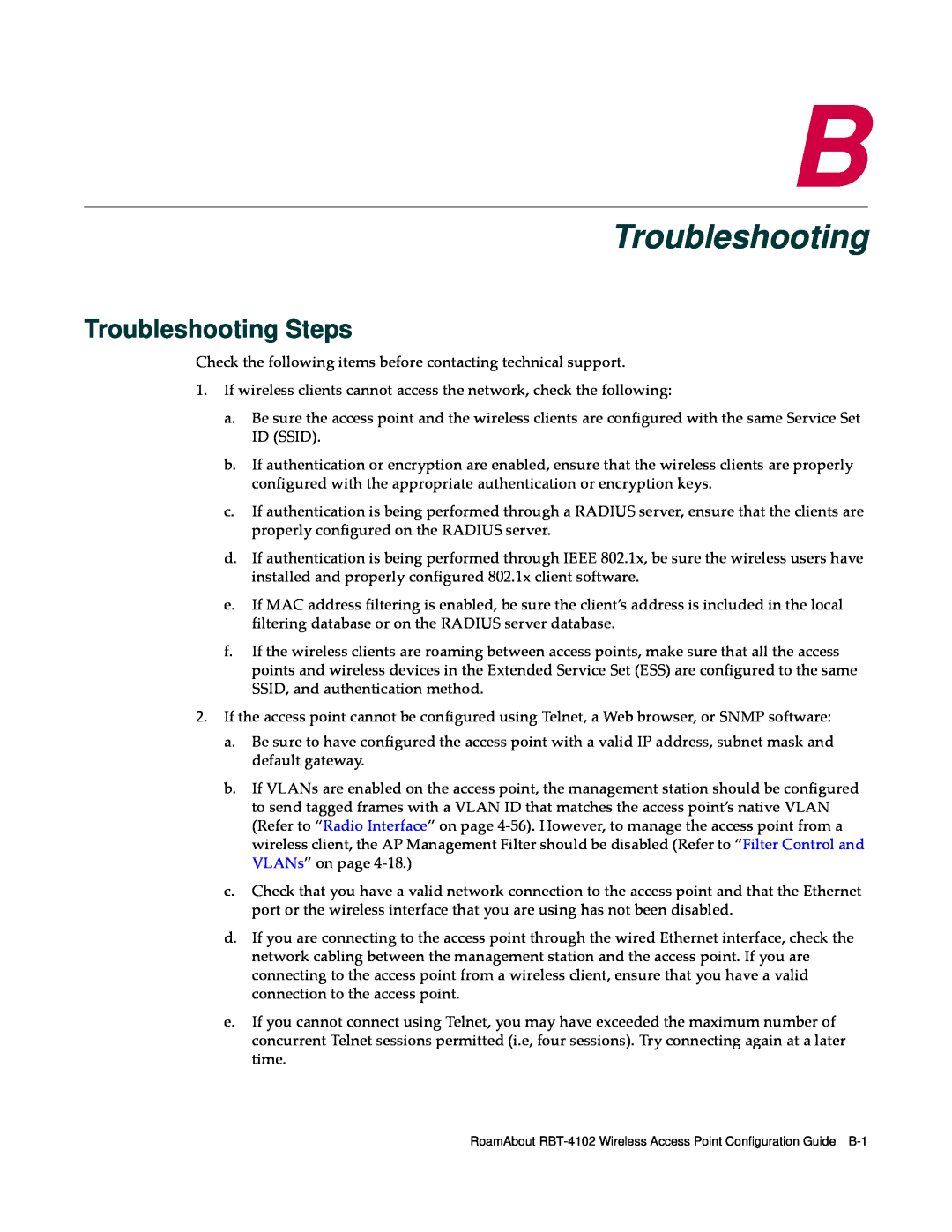 Enterasys Networks RBT-4102 manual Troubleshooting Steps 