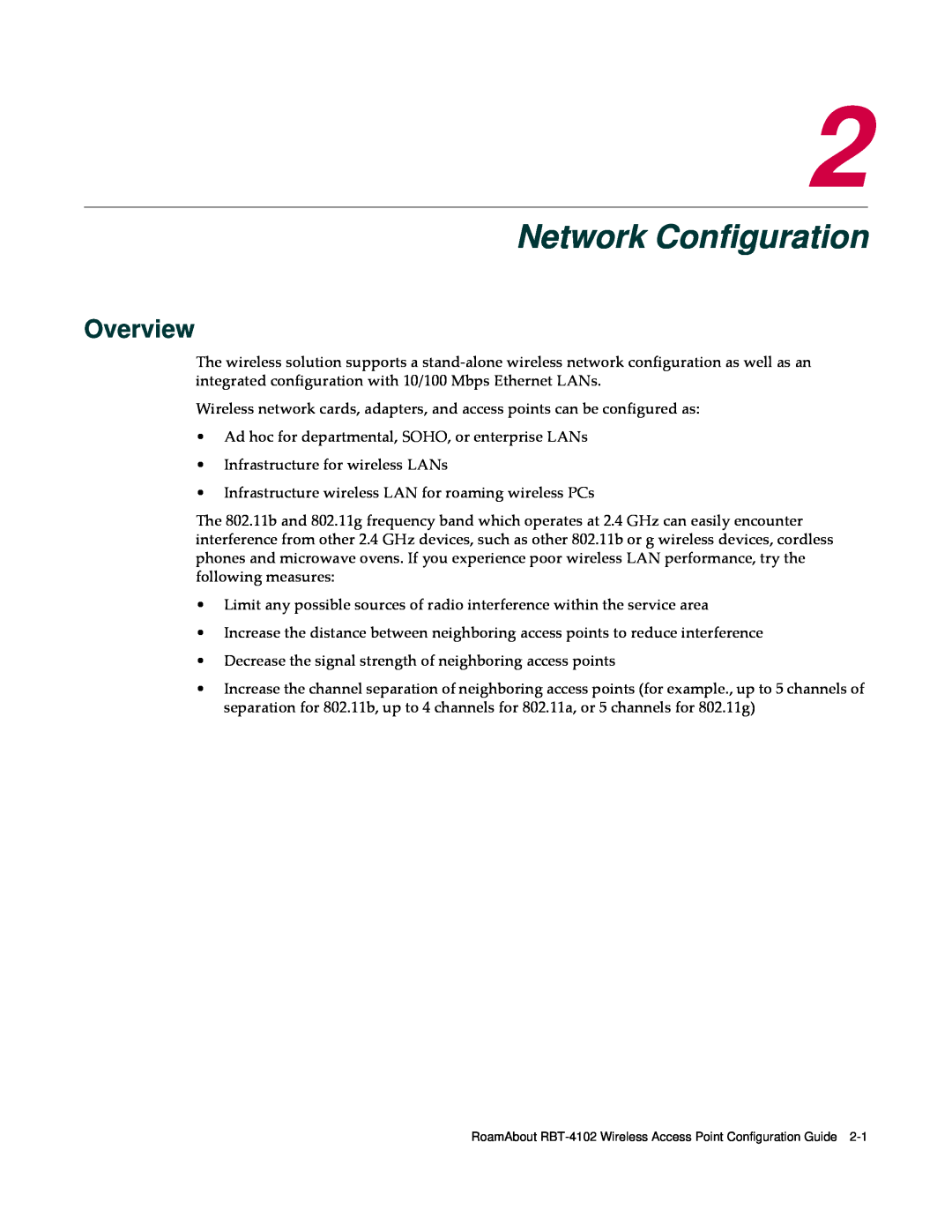 Enterasys Networks RBT-4102 manual Network Configuration, Overview 