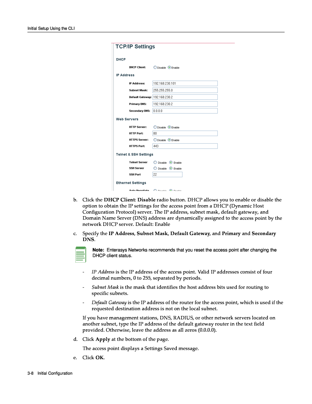 Enterasys Networks RBT-4102 manual d. Click Apply at the bottom of the page 
