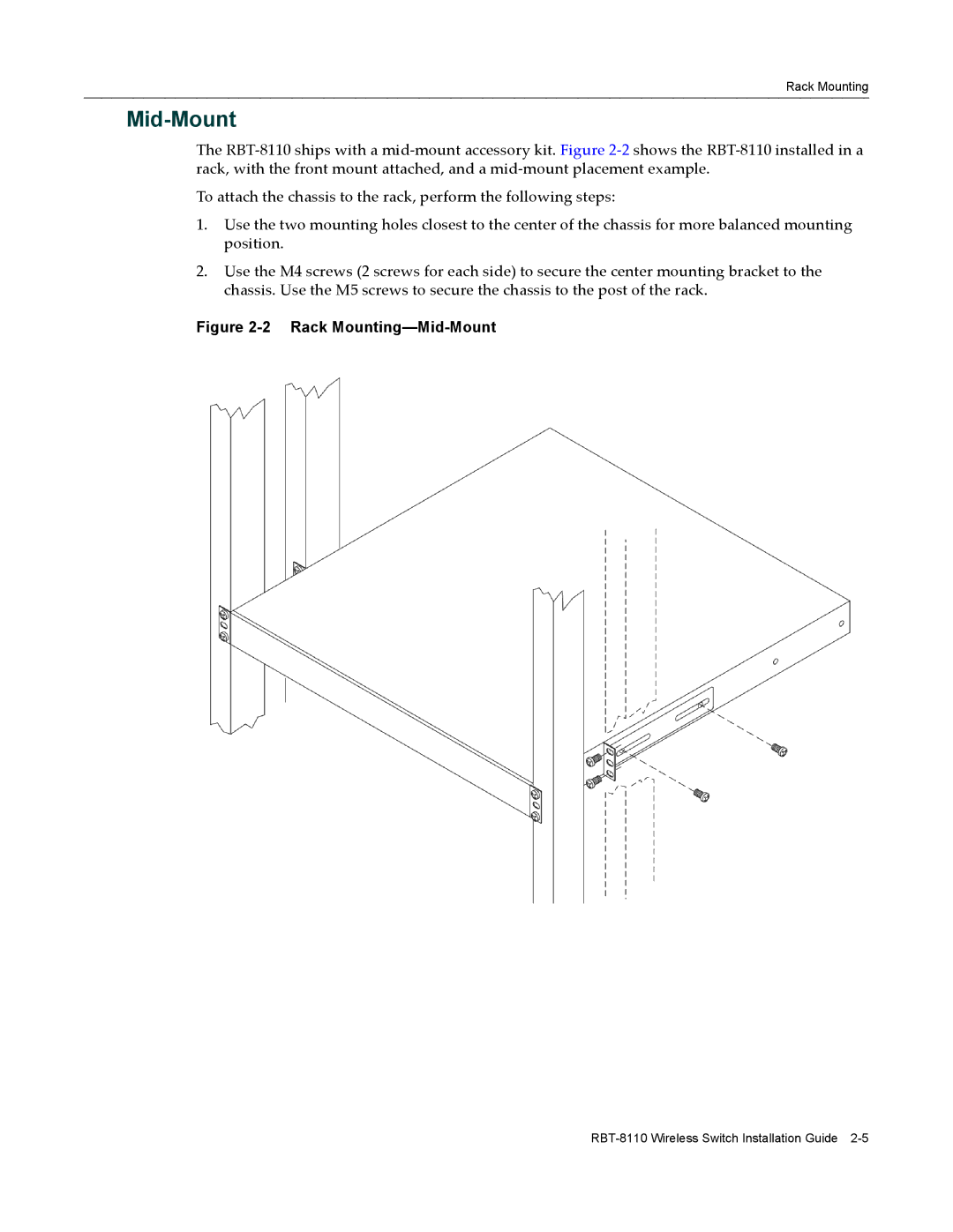 Enterasys Networks RBT-8110 manual Mid-Mount 