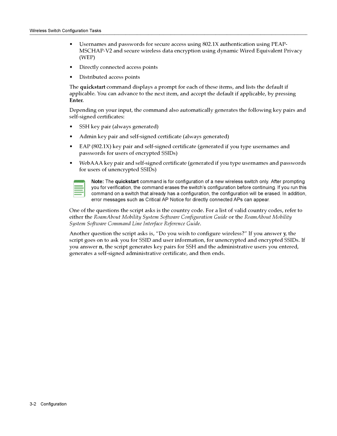 Enterasys Networks RBT-8110 manual Wireless Switch Configuration Tasks 