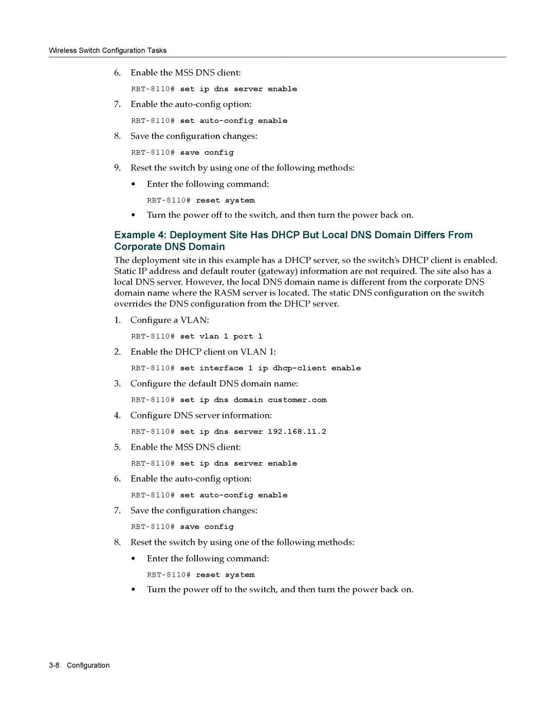 Enterasys Networks RBT-8110 manual Enable the MSS DNS client 