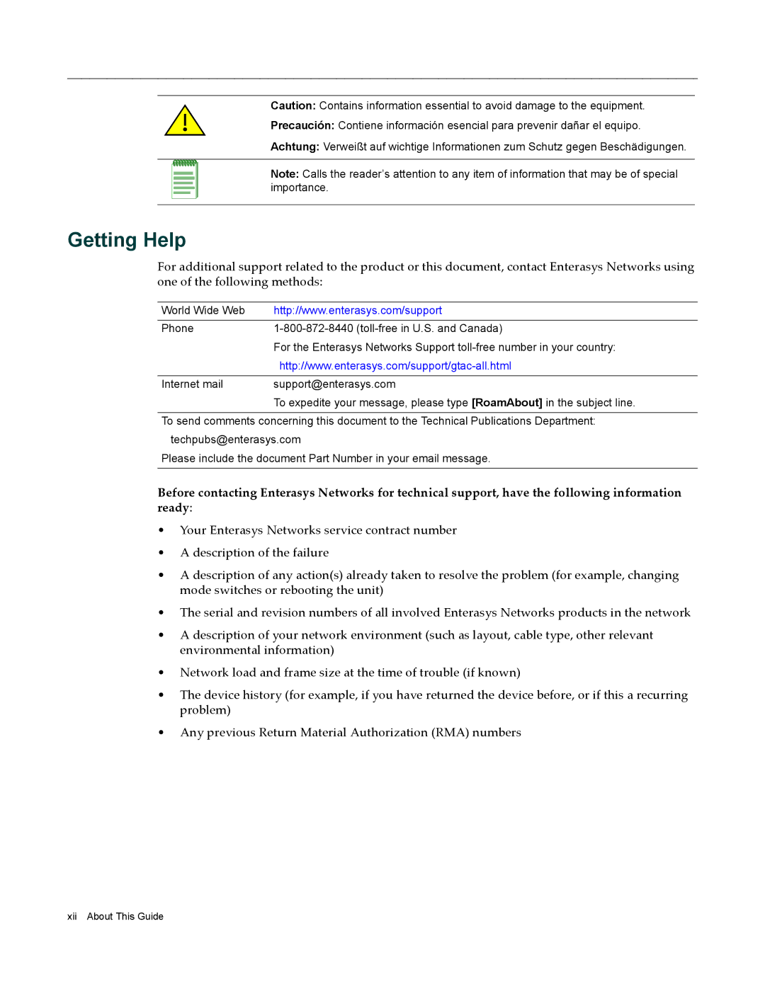 Enterasys Networks RBT-8200 manual Getting Help 