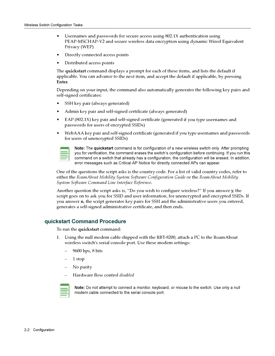 Enterasys Networks RBT-8200 manual Quickstart Command Procedure 