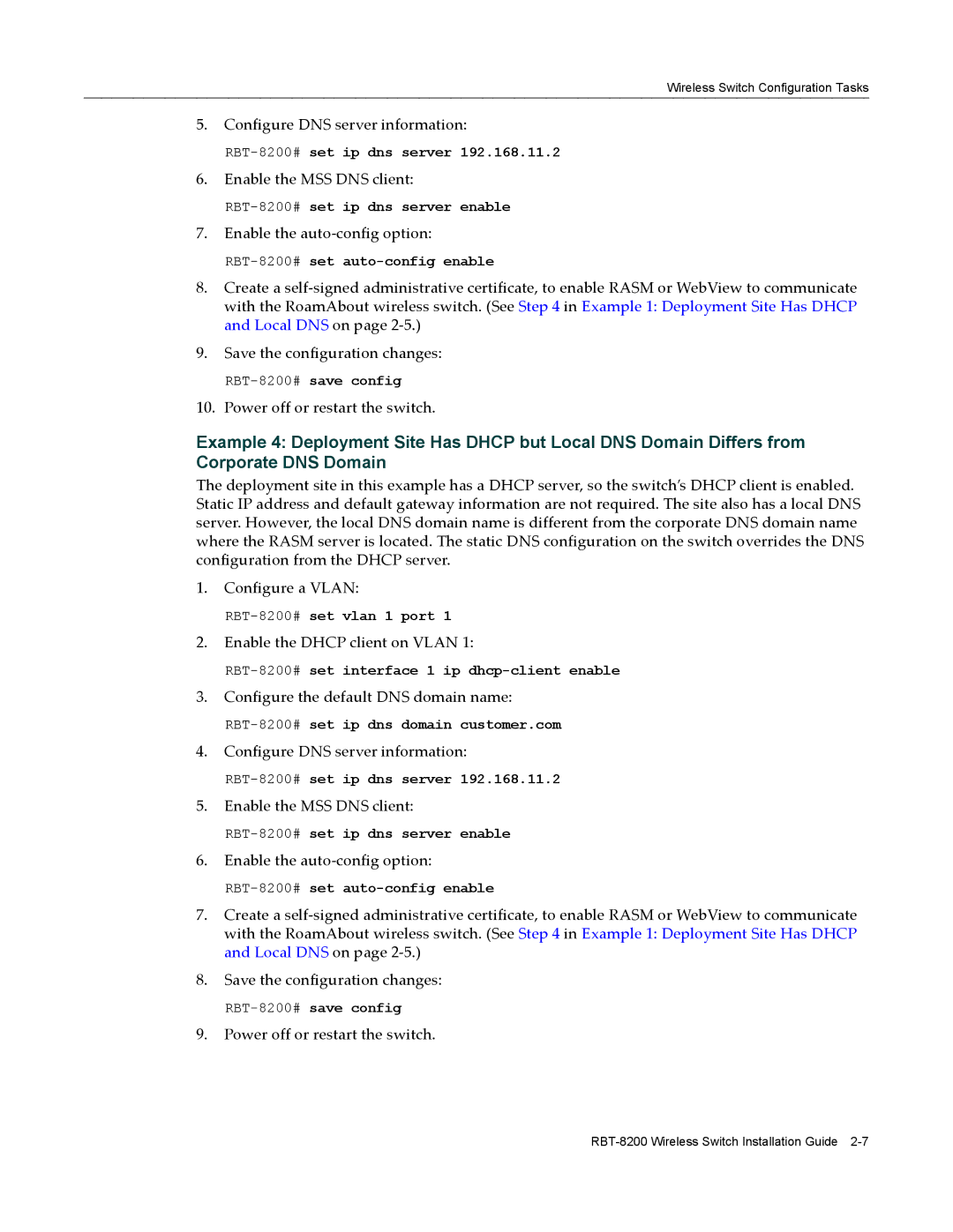 Enterasys Networks RBT-8200 manual Configure DNS server information 