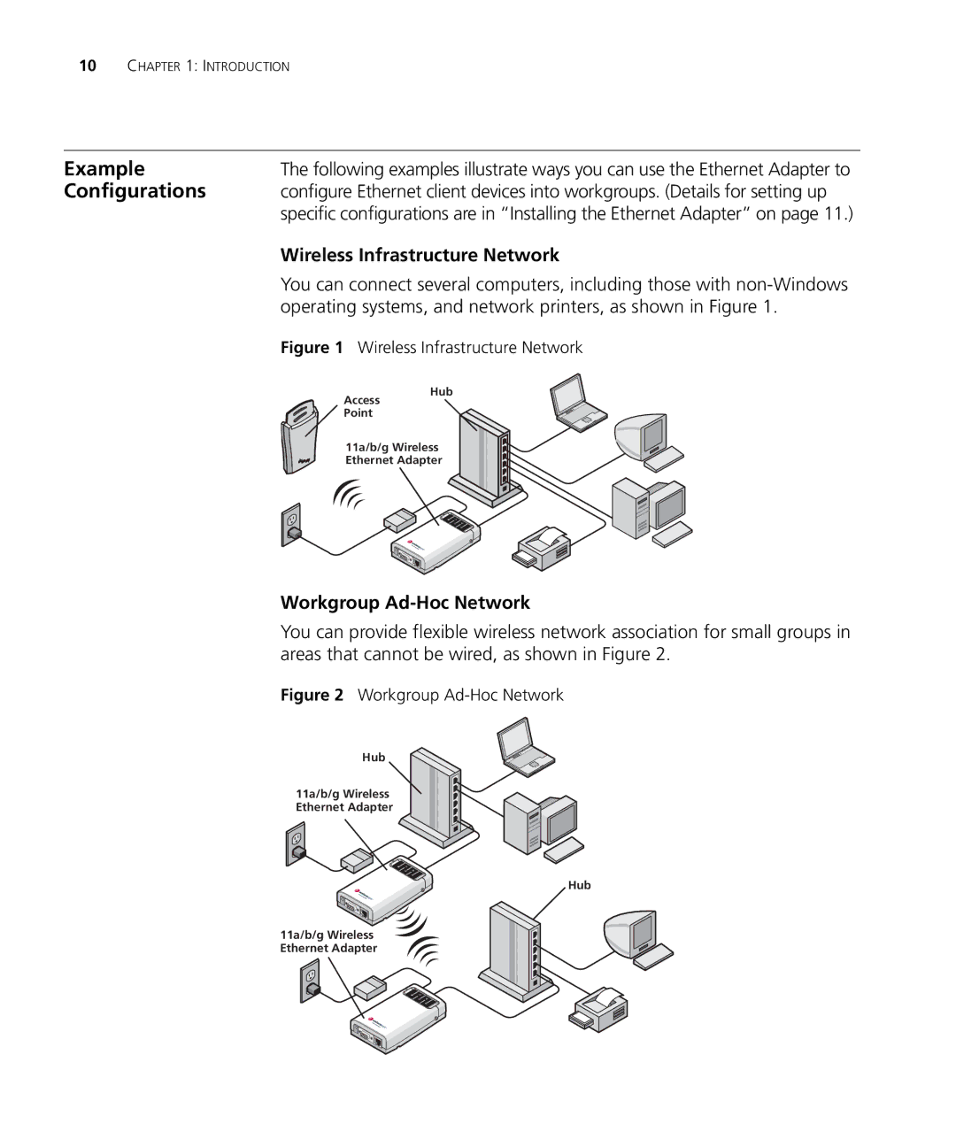 Enterasys Networks RBTSA-AA, RBTSA-AB Example, Configurations, Wireless Infrastructure Network, Workgroup Ad-Hoc Network 