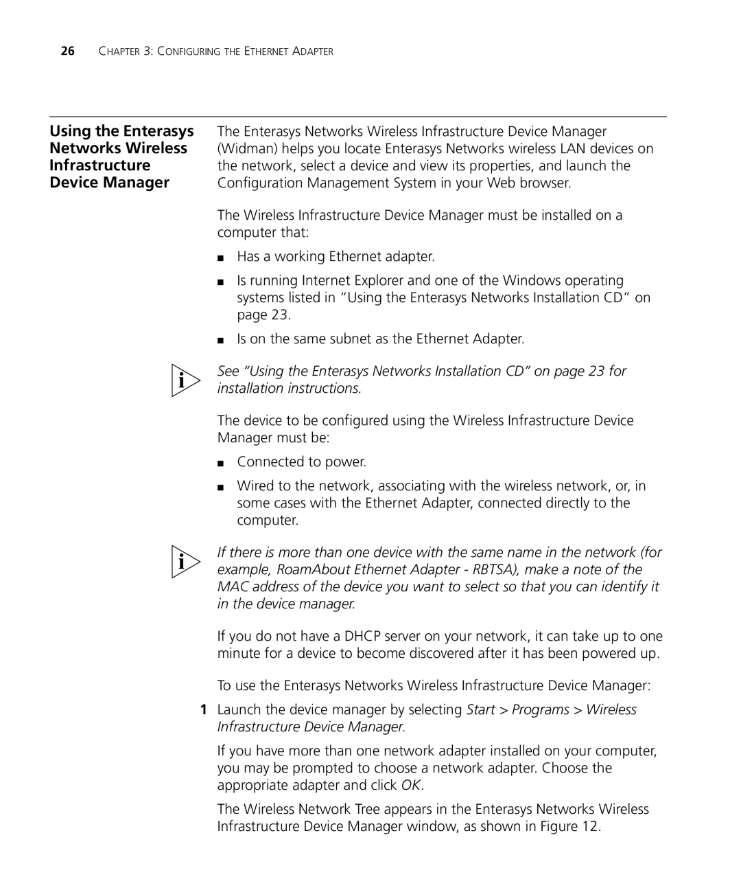 Enterasys Networks RBTSA-AA, RBTSA-AB manual Configuring the Ethernet Adapter 