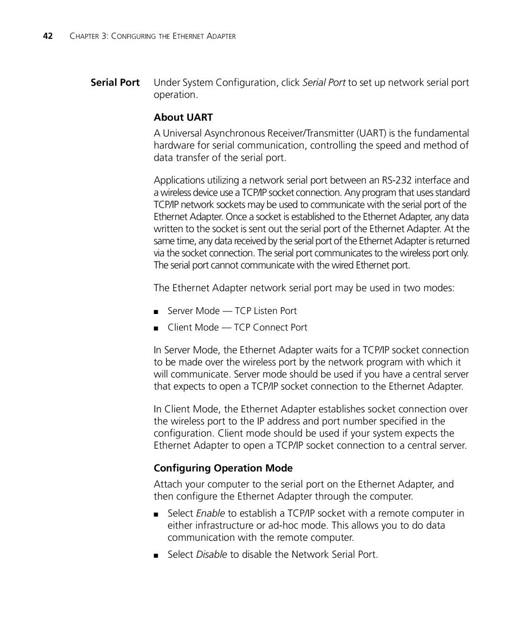 Enterasys Networks RBTSA-AA, RBTSA-AB manual About Uart, Configuring Operation Mode 