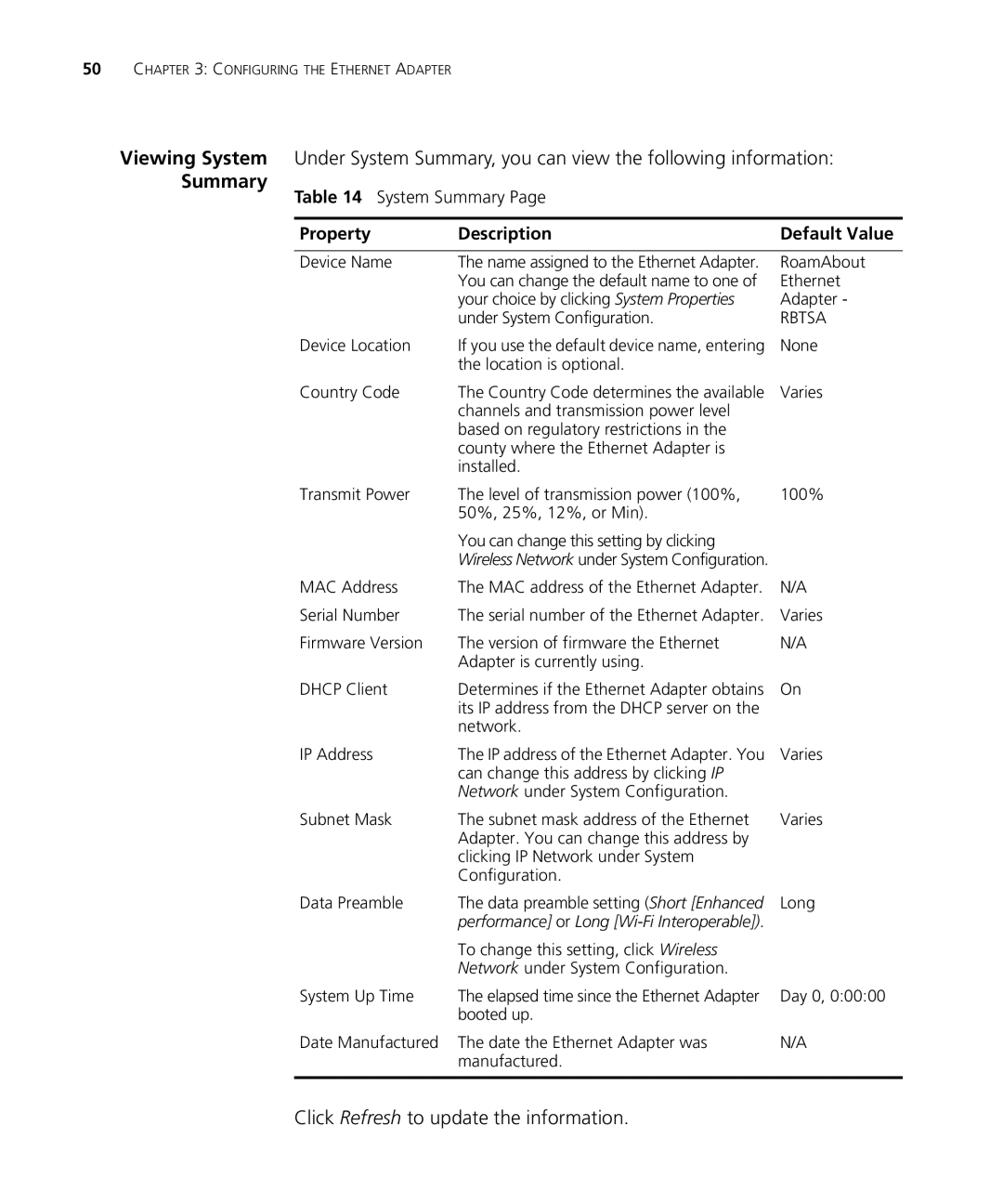 Enterasys Networks RBTSA-AA, RBTSA-AB manual Summary, Click Refresh to update the information 