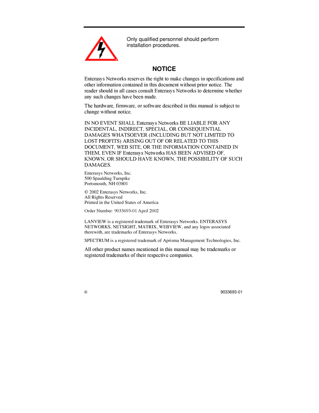 Enterasys Networks VH-2402-L3 manual KNOWN, or should have KNOWN, the Possibility of Such Damages 