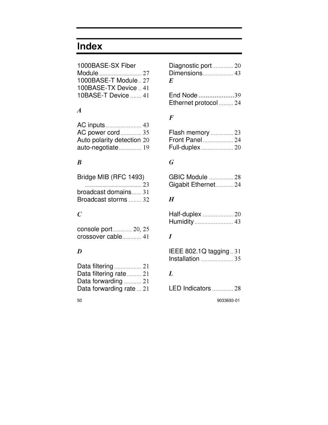 Enterasys Networks VH-2402-L3 manual Index, LED Indicators 