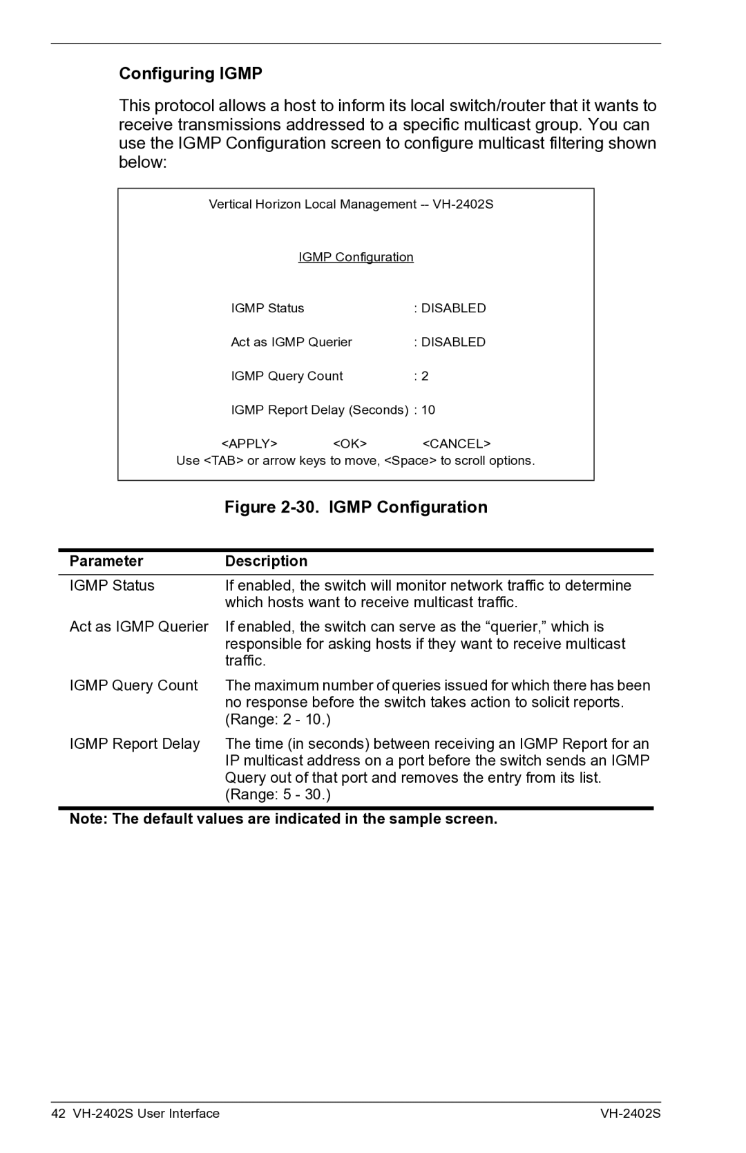 Enterasys Networks VH-2402S manual Configuring Igmp, Igmp Configuration 